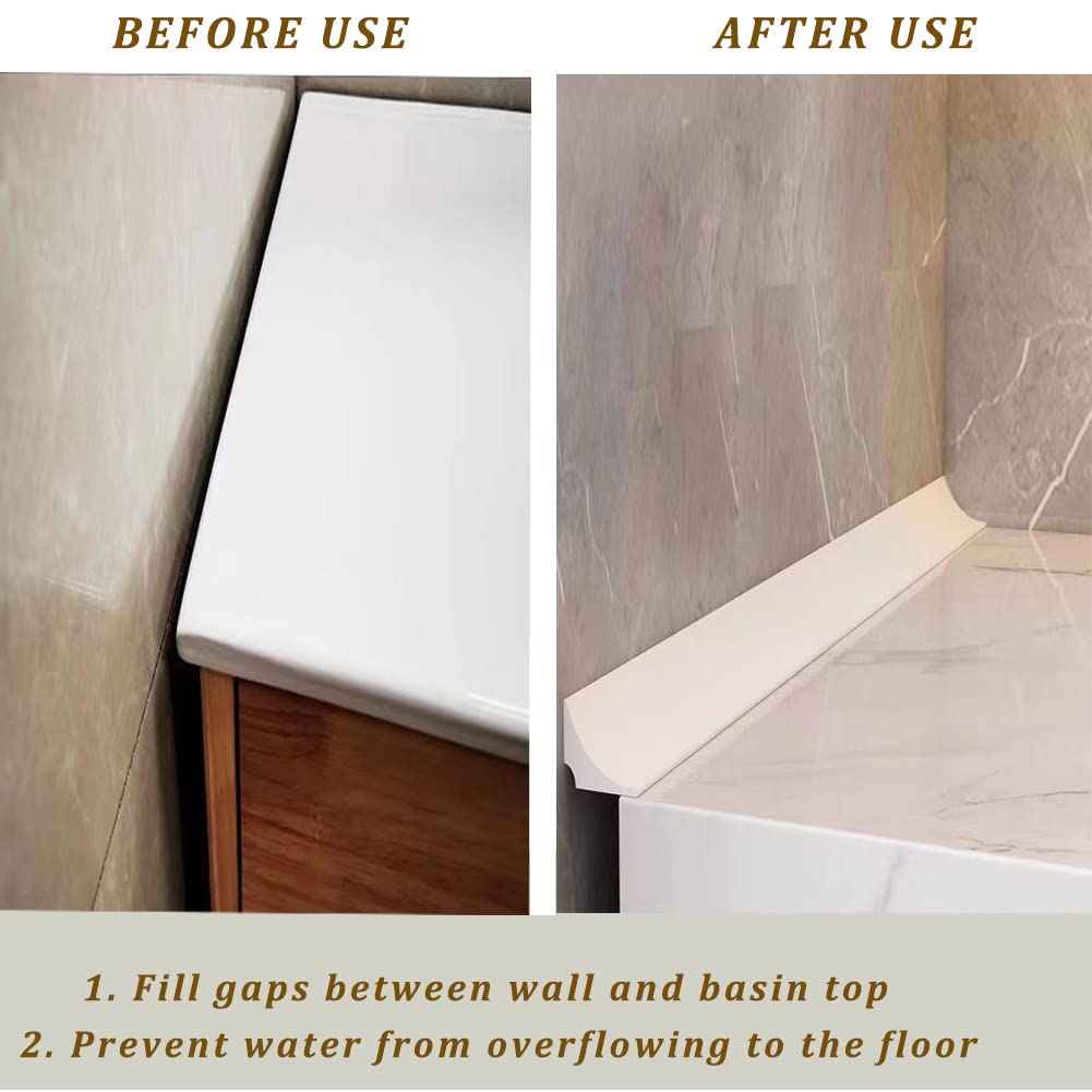 Waterproof Shower Dam Self-Adhesive Strip - 157 Inch White Bathroom & Kitchen Water Blocker for Bathtub, Shower Threshold & Countertop Edge - Ideal for Leak Prevention & Floor Protection in Wet Areas