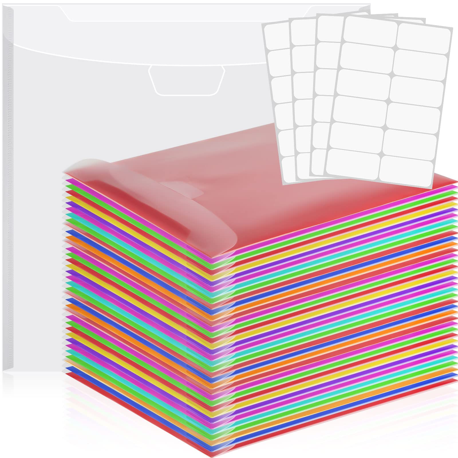 Henoyso 36 Pcs Clear Plastic Paper Storage Organizer - 12x12 Scrapbook Paper Holder with Customizable PVC Tabs for Vinyl, Photos & Craft Supplies | Perfect for Scrapbooking, Card Making & Photo Organization