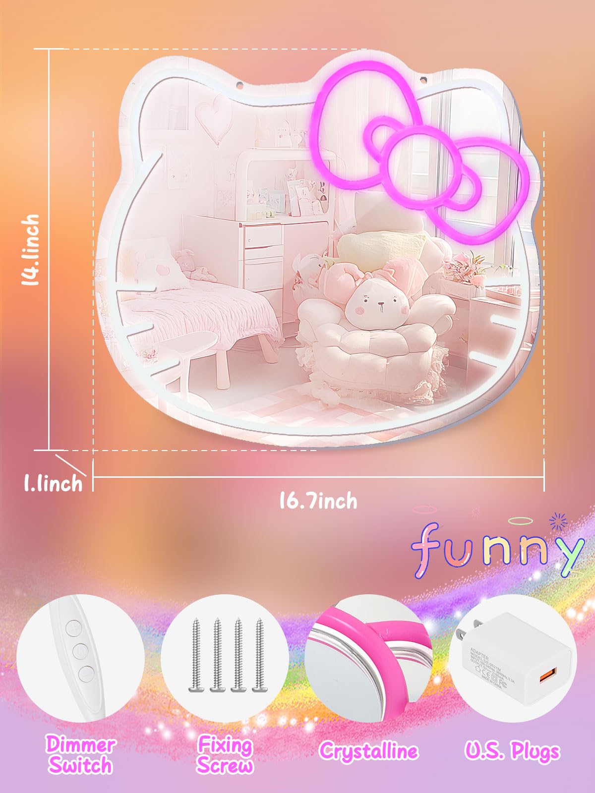 Anime Neon LED Vanity Mirror with Remote - Makeup Mirror for Bedroom, Teen Girl Gift - Birthday, Christmas, Halloween, Thanksgiving Decoration - Perfect for Cosplay, Dressing Room & TikTok Room Decor