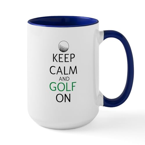 White/Navy Inside - Keep Calm And Golf On Large Mug
