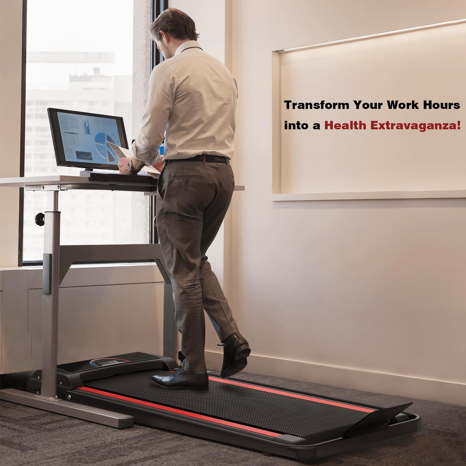 Foldable Under Desk Treadmill with Handle Bar - 300 lb Capacity Compact Walking Pad for Home & Office - Remote Control Mini Treadmill for Walking & Light Jogging - Perfect for Small Spaces, Home Gym & Workstation Fitness