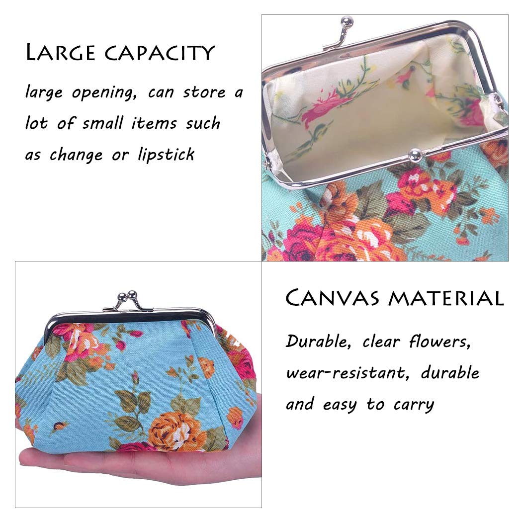 iSuperb Canvas Coin Purse Wallet - Large Capacity Clasp Closure Credit Card Holder & Key Organizer for Women | Travel Essentials, Everyday Use, Gift Idea