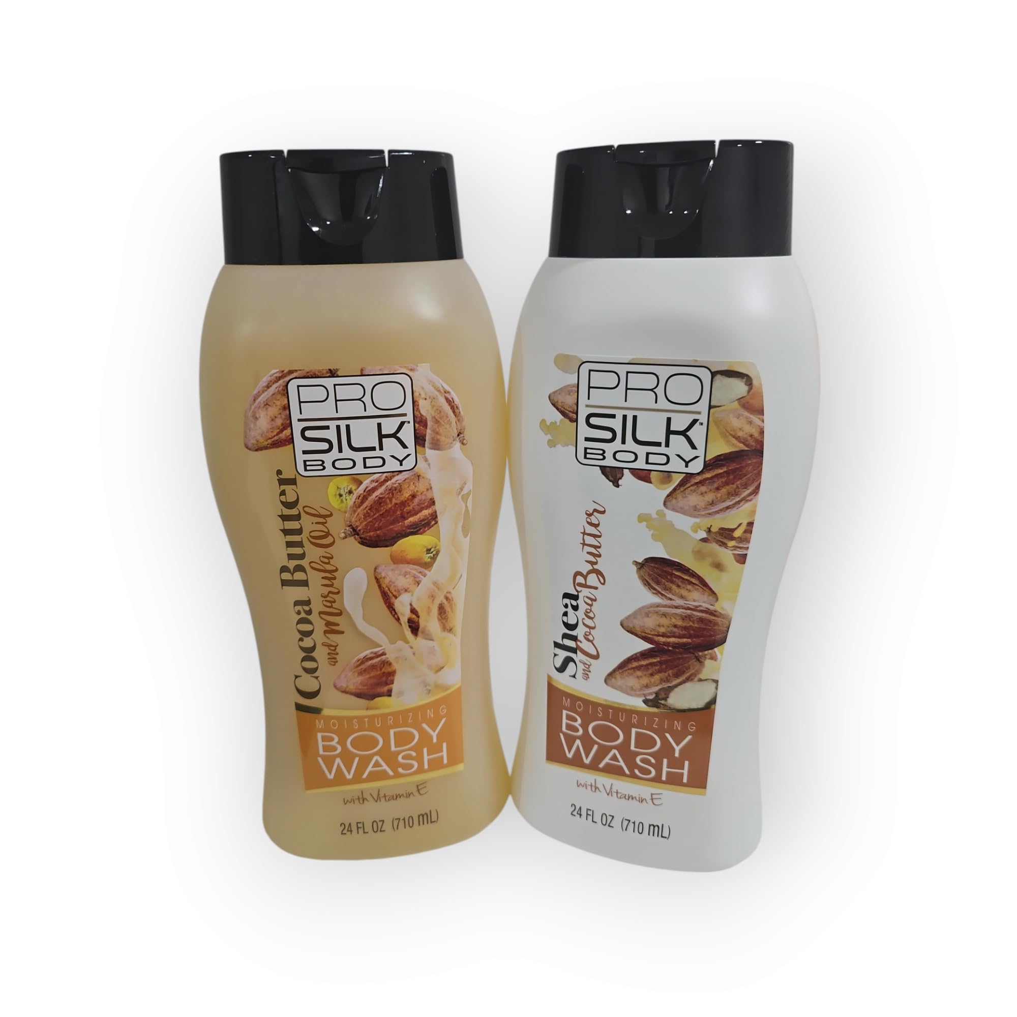 Pro Silk Body Moisturizing Body Wash with Cocoa Butter & Shea Butter - 24 fl oz (Pack of 2) | Hydrating & Nourishing Shower Gel for Dry Skin - Perfect for Daily Skincare Routine & Spa-Like Bath Experience
