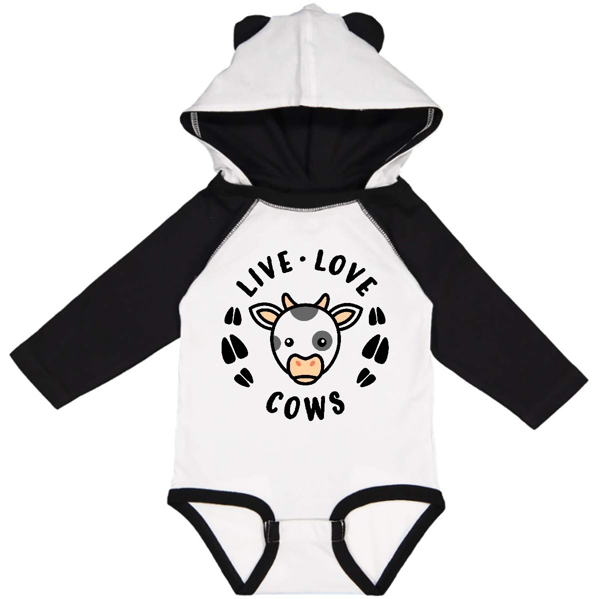 Inktastic Live Love Cows Baby Long Sleeve Bodysuit - Soft Cotton Creeper for Newborns & Infants - Perfect for Family Photos, Playtime & Everyday Wear