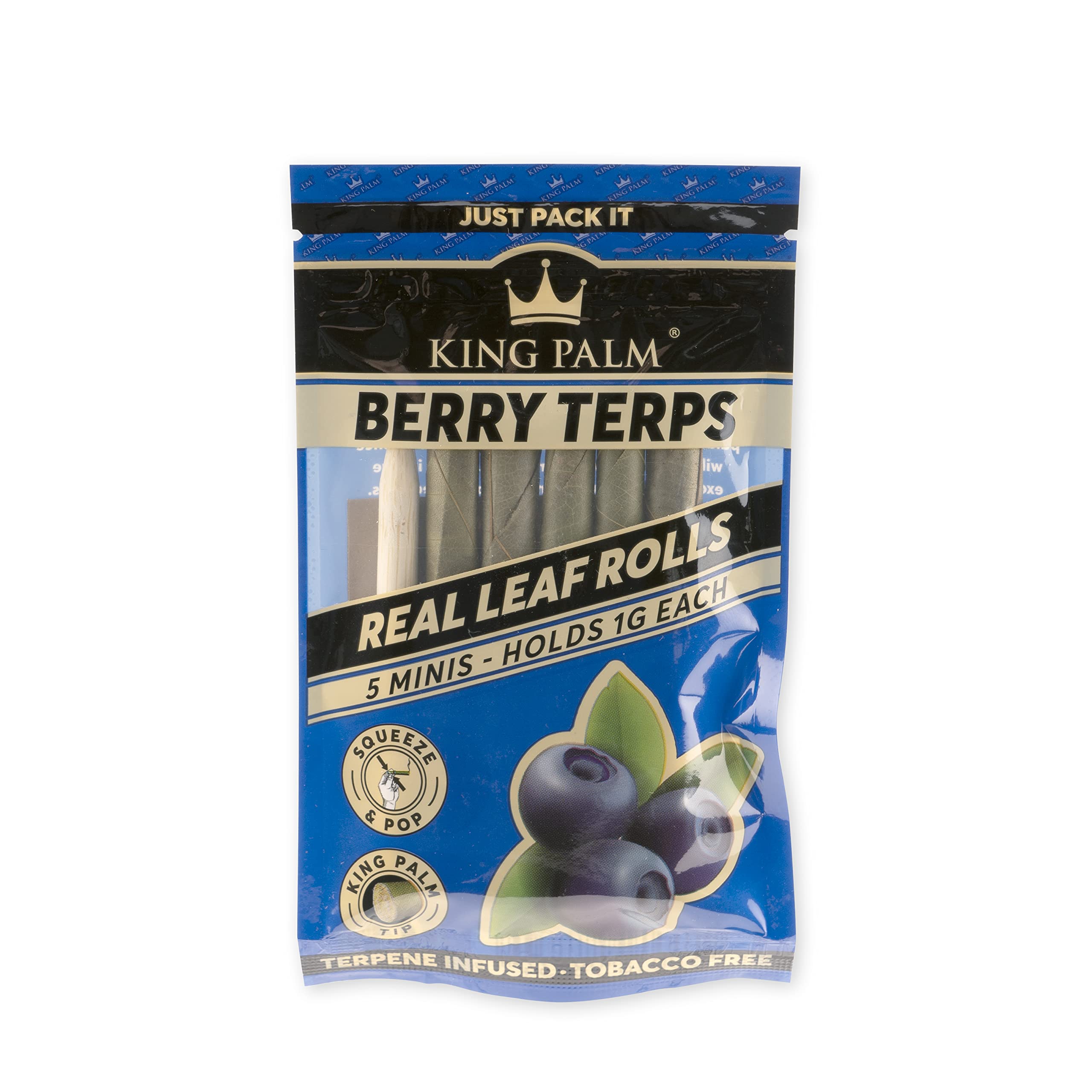 King Palm Mini Size Pre-Rolled Cones - Natural Palm Leaf Organic Pre Rolls with Berry Terps Flavor (5 Rolls/Pack) | Perfect for Relaxation, Social Gatherings & Outdoor Activities
