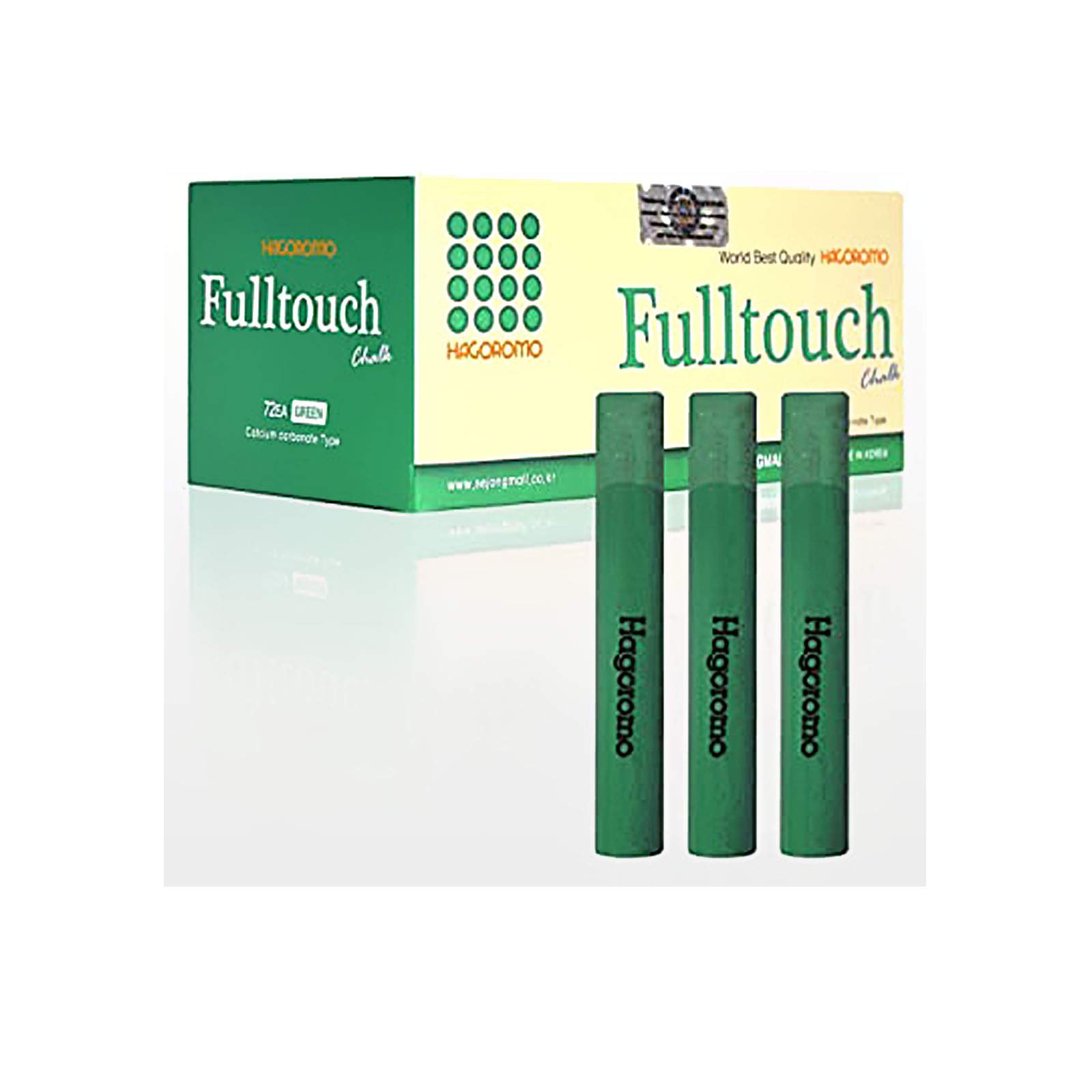Hagoromo Fulltouch Chalk 72 Pieces (Green) - Premium Dustless Chalk for Teachers, Classrooms, Billiards & Rock Climbing - Non-Toxic, Smooth Writing School & Sports Chalk
