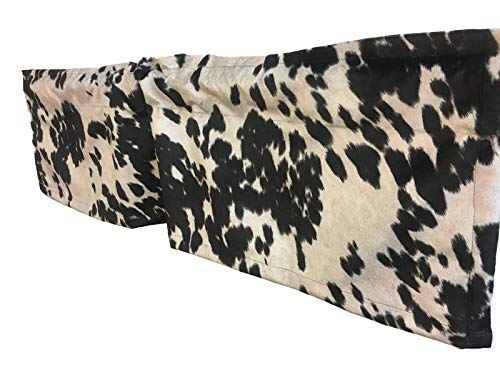 Premium Velvet Suede Cow Print Kitchen Curtain Valance - Soft Plush Window Treatment for Living Room & Kids Room - Made in USA (Black, 15