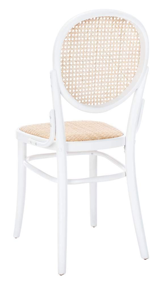 Safavieh Sonia White & Natural Cane Dining Chairs Set of 2 - Modern Farmhouse Kitchen & Breakfast Nook Seating for Dining Room, Patio or Outdoor Entertaining