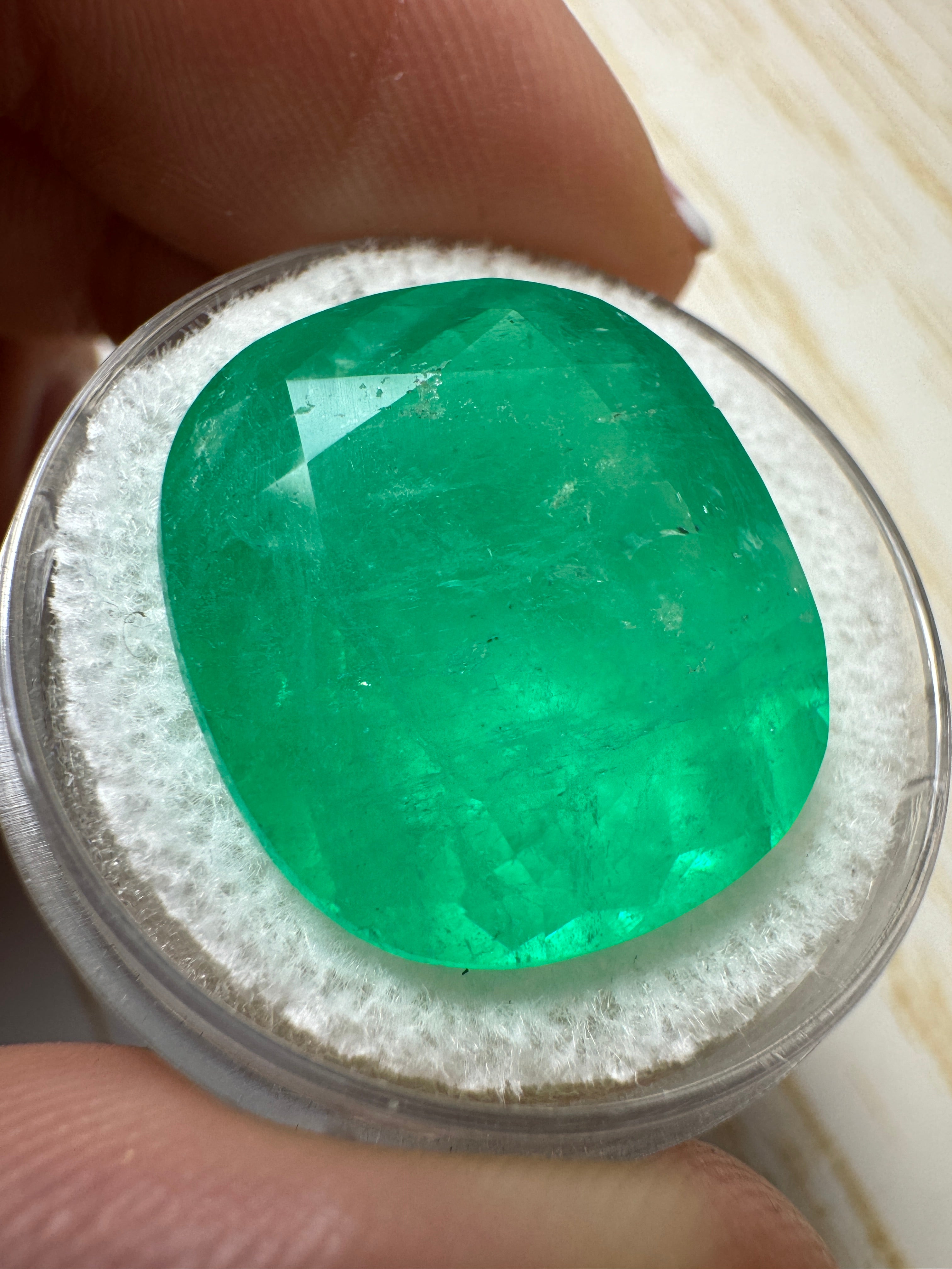 19.63 Carat Natural Colombian Emerald - Chunky Green Loose Gemstone for Jewelry Making, Cushion Cut 18.6x17mm (Perfect for Rings, Necklaces & Custom Designs)