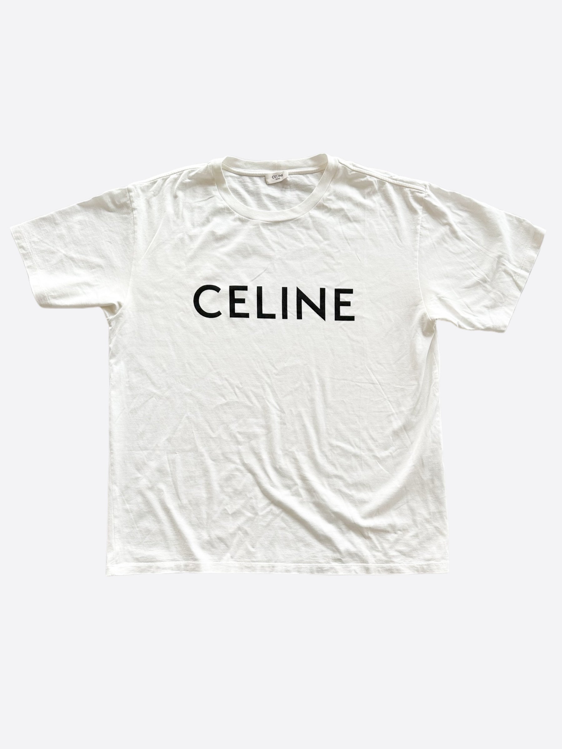 Celine White & Black Logo T-Shirt for Women | Fashion Casual Cotton Tee | Perfect for Streetwear & Everyday Outfits