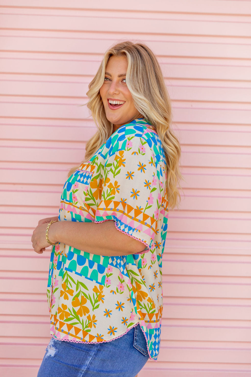 Luella Patch Garden Print Shirt - Stylish Floral Blouse for Women | Perfect for Casual Outings, Office Wear & Spring Fashion