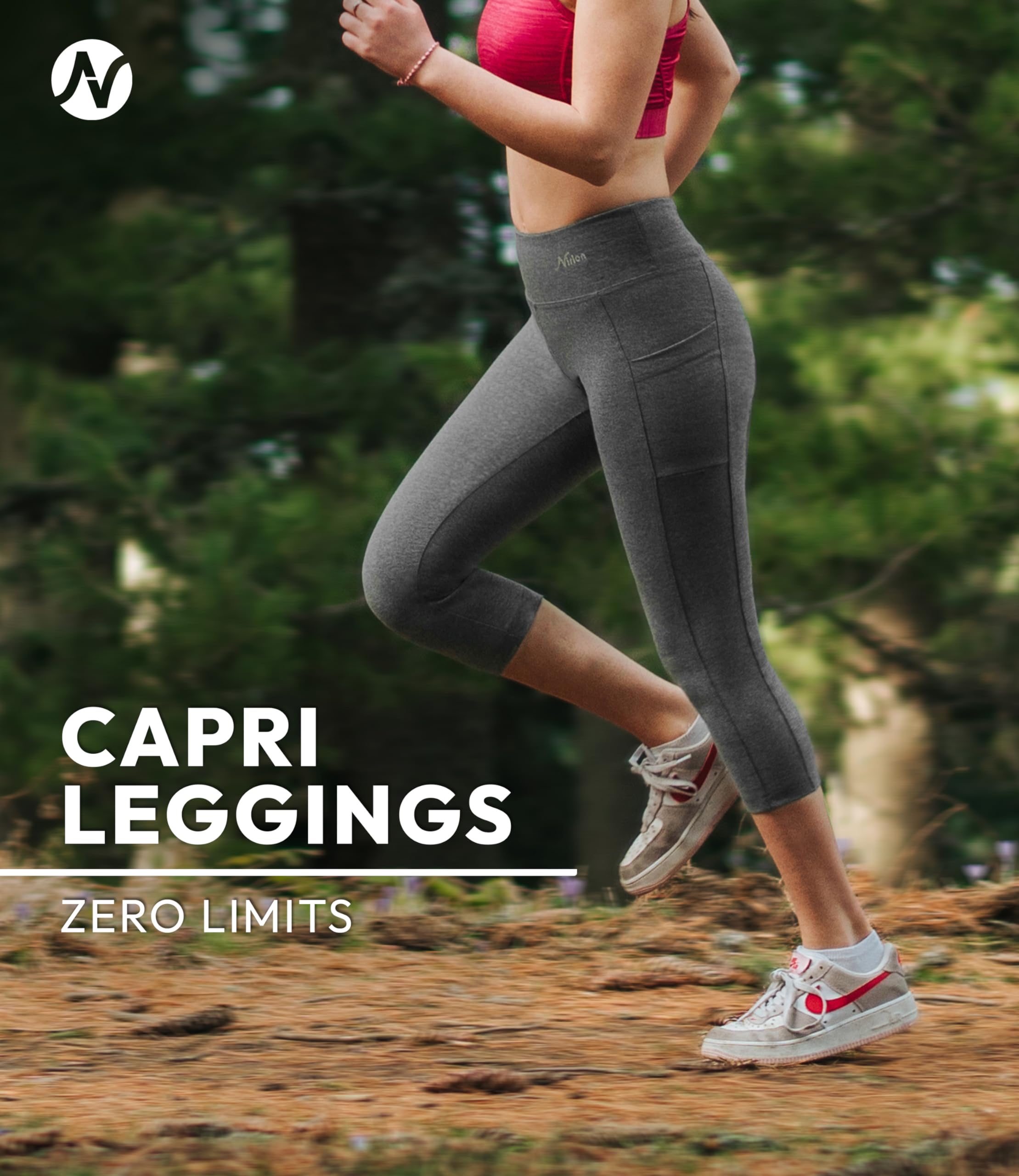 Breathable High Waisted Capri Leggings for Women with Pockets - Nirlon Workout Yoga Running Leggings - Perfect for Gym, Lounge & Outdoor Activities