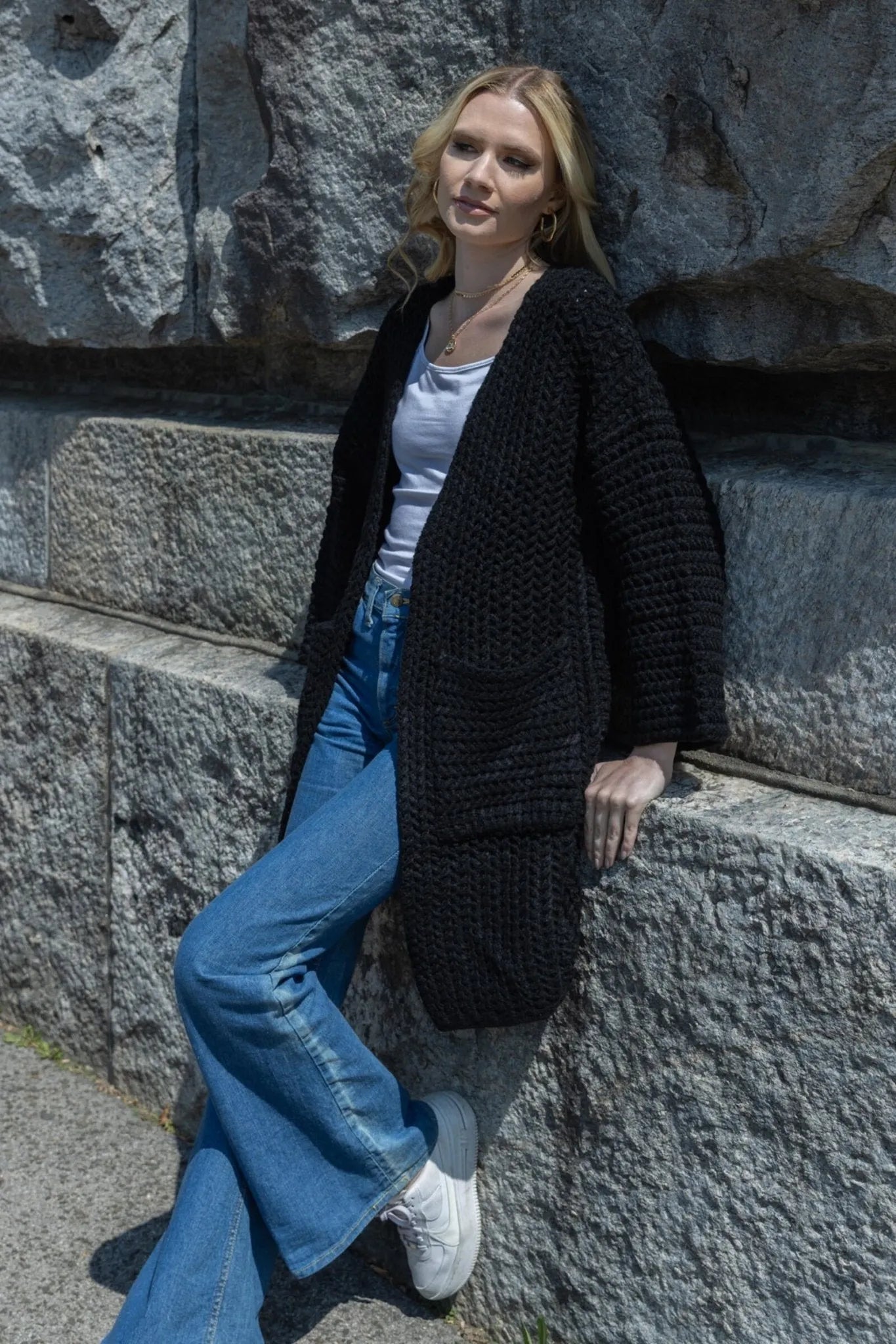 Women's Long Sleeve Kimono Cable Knit Cardigan Sweater - Cozy Fall Winter Wrap for Casual Outfits & Layering