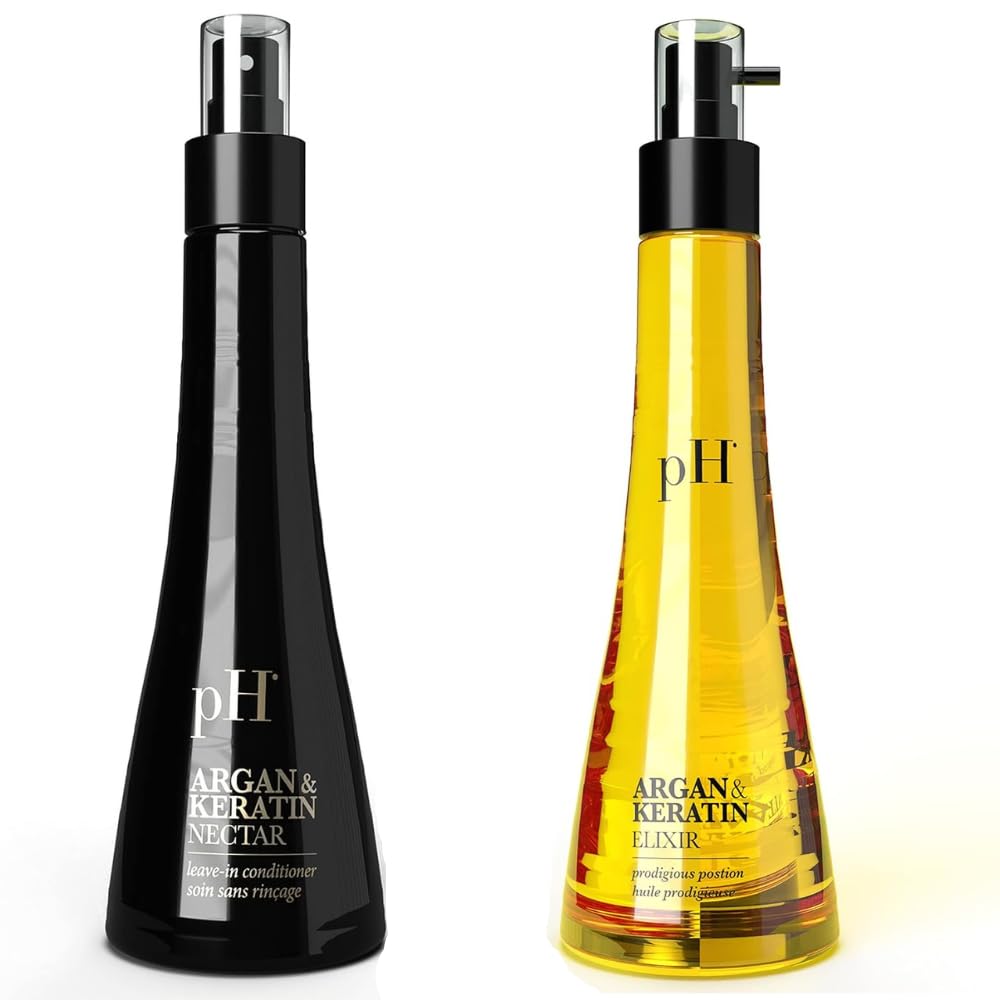 Labs Argan & Keratin Elixir and Leave-In Conditioner Bundle - Repairing Treatment for Damaged Hair (3.38 oz + 5.1 oz) | Deep Hydration & Frizz Control for Dry, Brittle Hair | Perfect for Daily Hair Care & Salon-Quality Results at Home