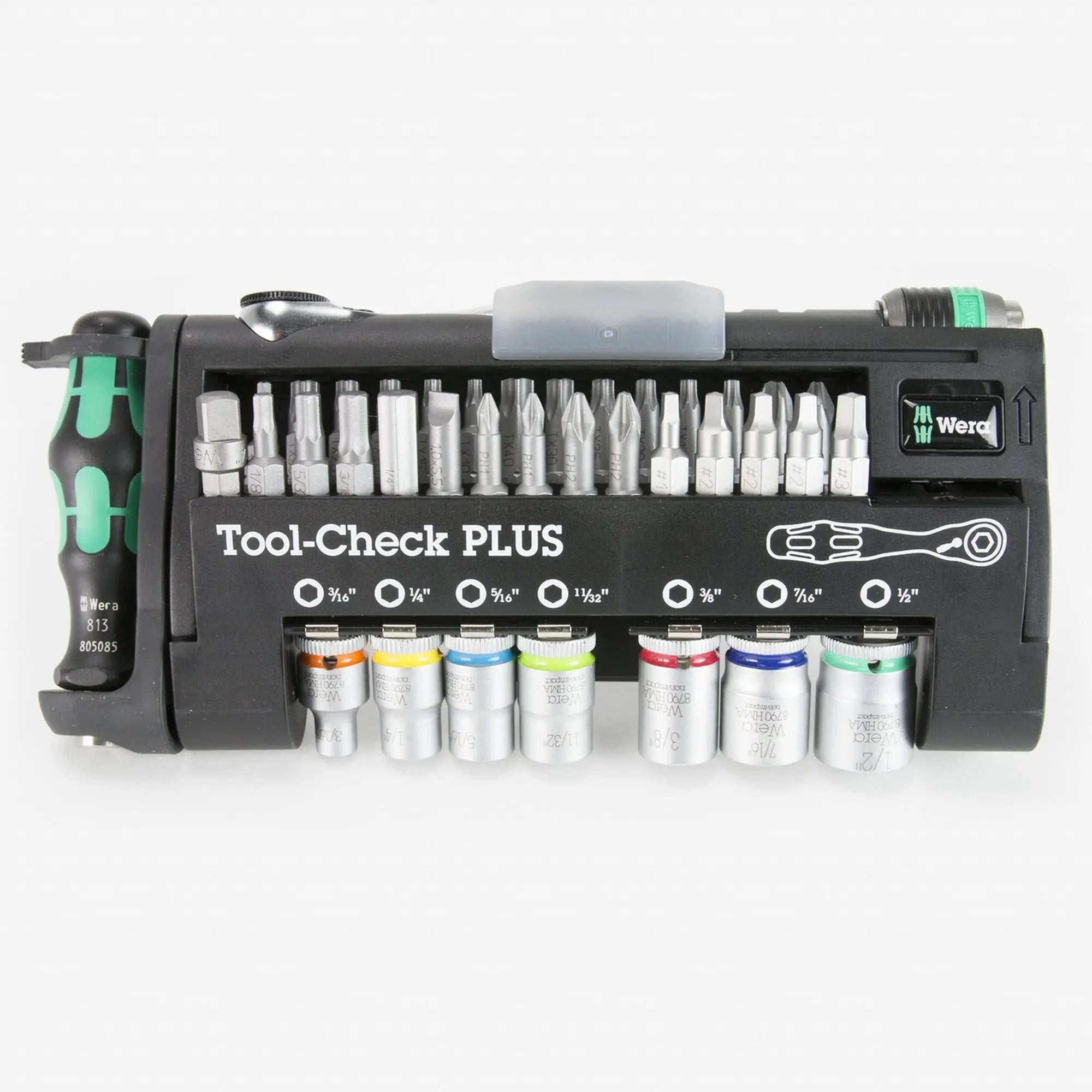 Wera 056491 Tool Check Plus Bit Ratchet Set with Sockets - Imperial & Metric Sizes - Perfect for Automotive Repair, DIY Projects & Professional Mechanics