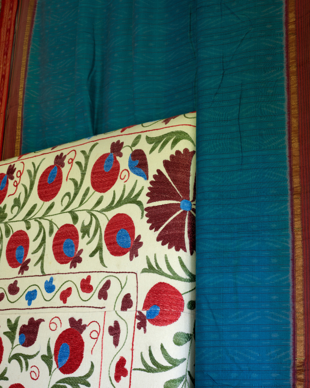 Suzani Embroidered Queen Size Headboard - Boho Chic Bedroom Decor for Master & Guest Rooms