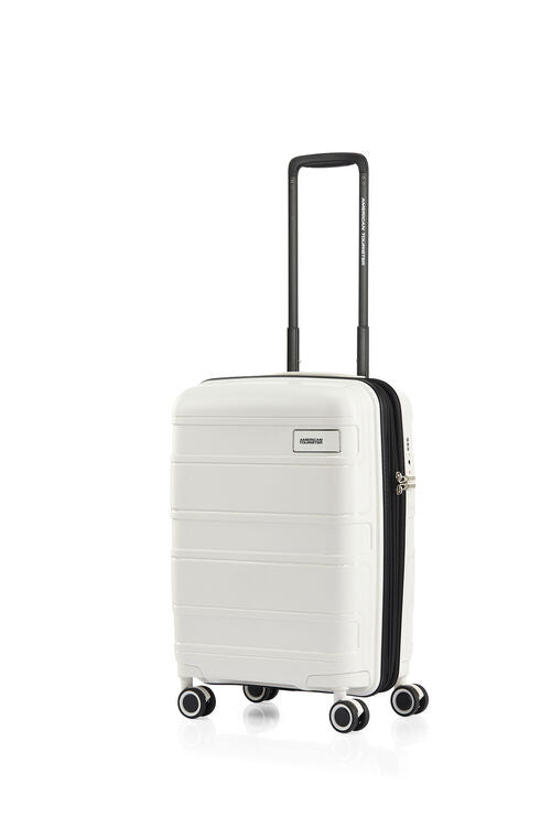 American Tourister Light Max 55cm Small Cabin Luggage - Lightweight Carry-On Suitcase for Travel, Business Trips & Weekend Getaways | Off White Spinner Bag with 4 Wheels
