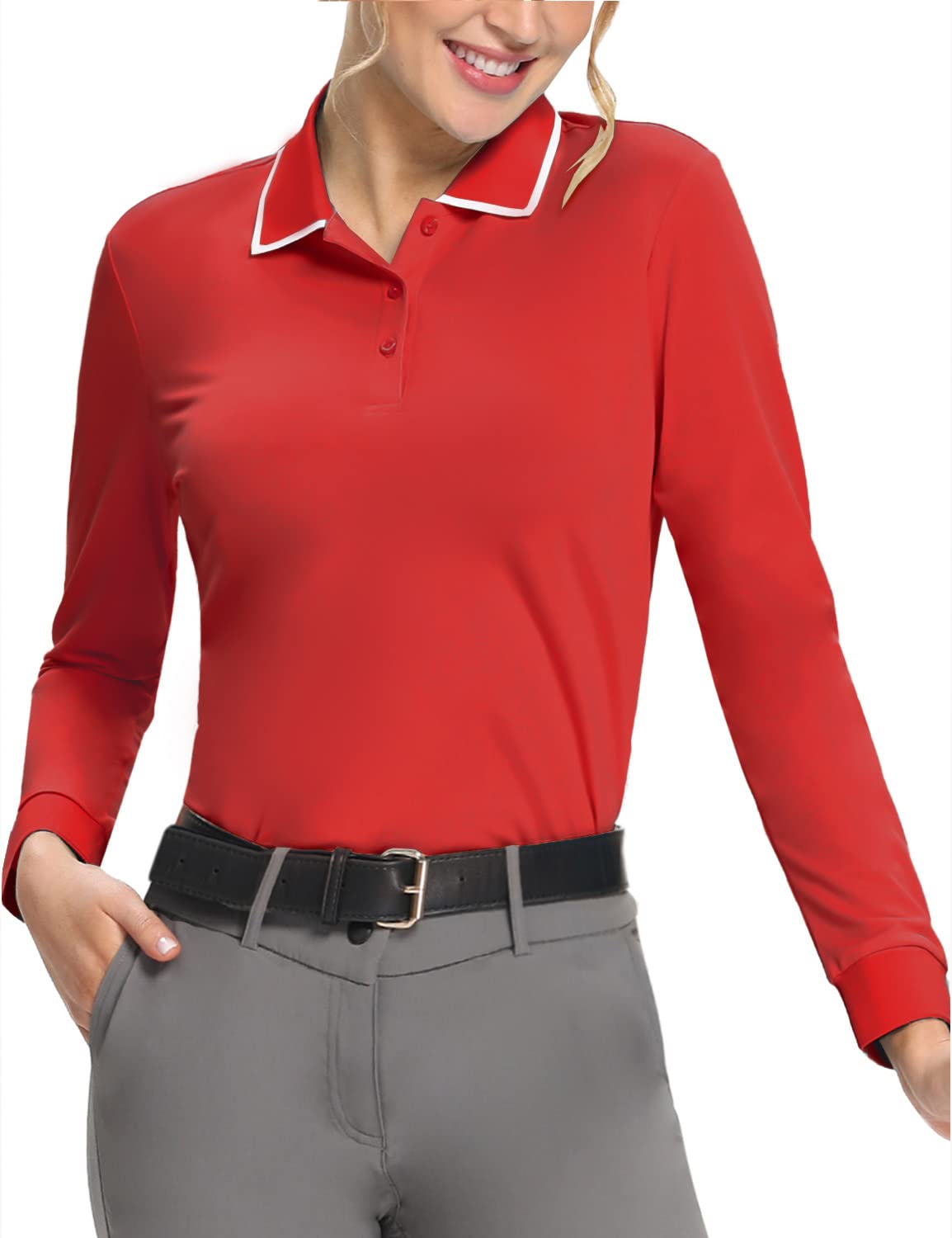Hiverlay Women's UPF 50+ Golf Polo Shirts - Lightweight Quick-Dry Collared Tennis Shirts for Women - Breathable Work Tops for Golf, Tennis & Outdoor Activities