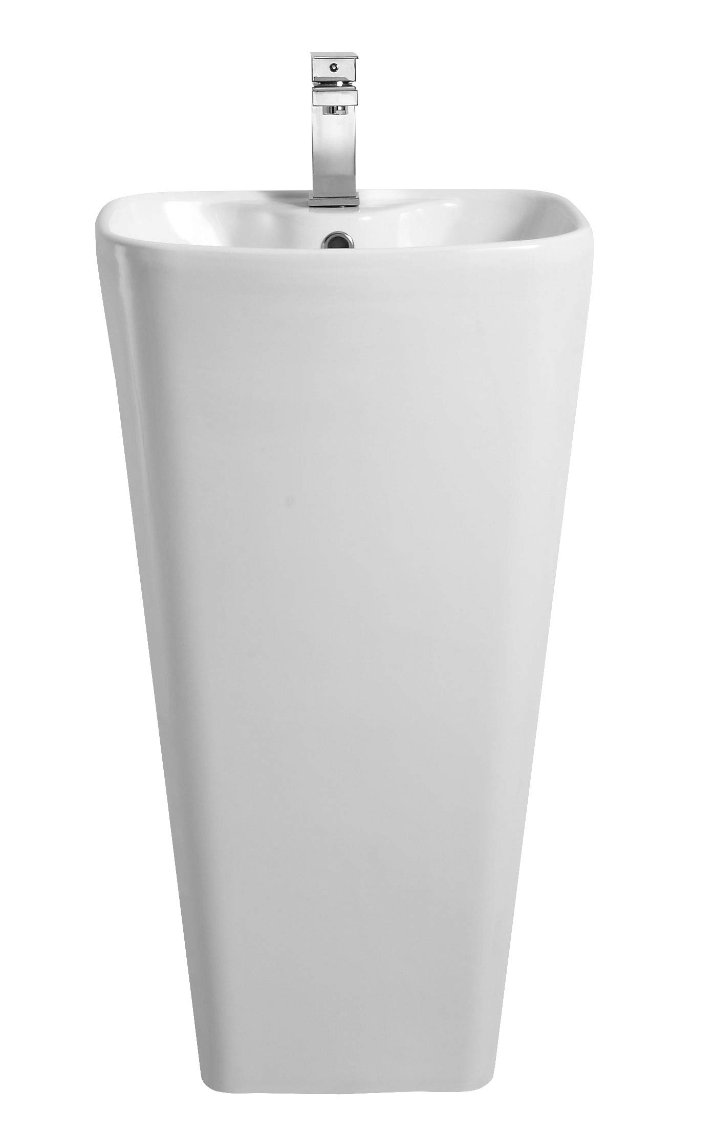 Elegant White Vitreous China One-Piece Pedestal Sink with Center Faucet Hole - Fine Fixtures Plainfield Bathroom Vanity for Modern & Traditional Homes