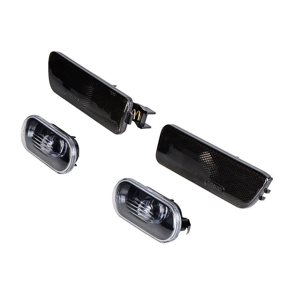 Smoked Lens Front Fender Lamps & Rear Bumper Side Marker Lights for Volkswagen VW Jetta MK4 Golf 1999-2003 - Upgrade Your Car's Style & Visibility for Night Driving