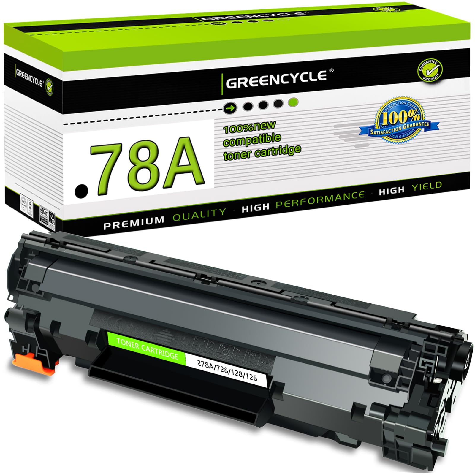 Greencycle 78A CE278A Black Laser Toner Cartridge - Compatible with HP LaserJet Pro P1606dn, P1566, P1560, M1536dnf, P1600 Printers - High-Quality Replacement for Home & Office Printing Needs