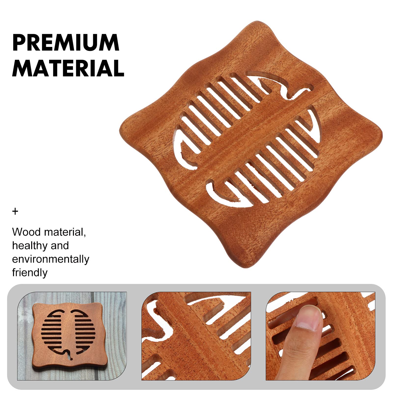 Hemoton Wooden Coaster Set - 1PC Heat Resistant Trivet for Hot Pots, Pans, and Serving Dishes | Non-Slip Cup Mat for Coffee, Tea, and Cutlery | Perfect for Kitchen, Dining Table, and Outdoor Picnics