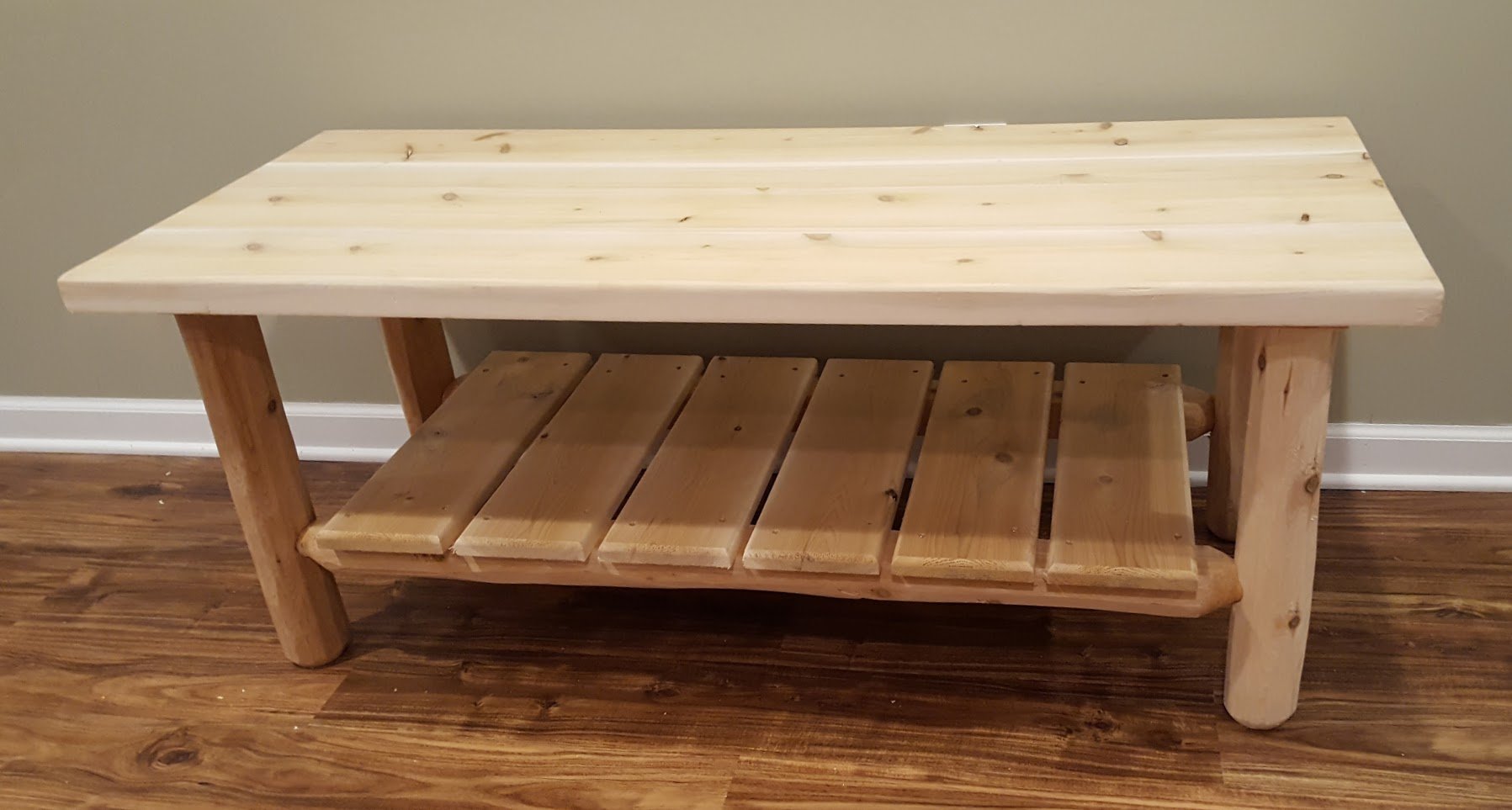 Handcrafted White Cedar Coffee Table - Unfinished Natural Beige, Mortise & Tenon Joints, Solid Wood, Amish Made in USA - Perfect for Rustic Living Rooms & Cabin Decor