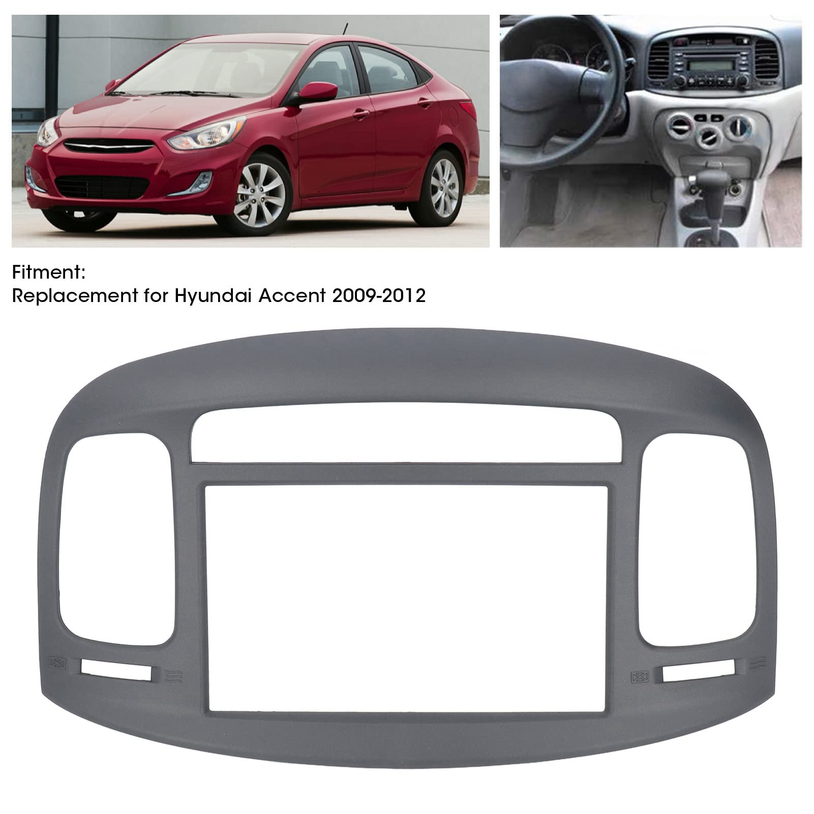 Acouto 2DIN ABS Car Stereo Radio Fascia Kit for Hyundai Accent 2009-2012 - Replacement Dash Bezel Panel for DVD/Radio Installation - Perfect for Car Audio Upgrades & Custom Installations