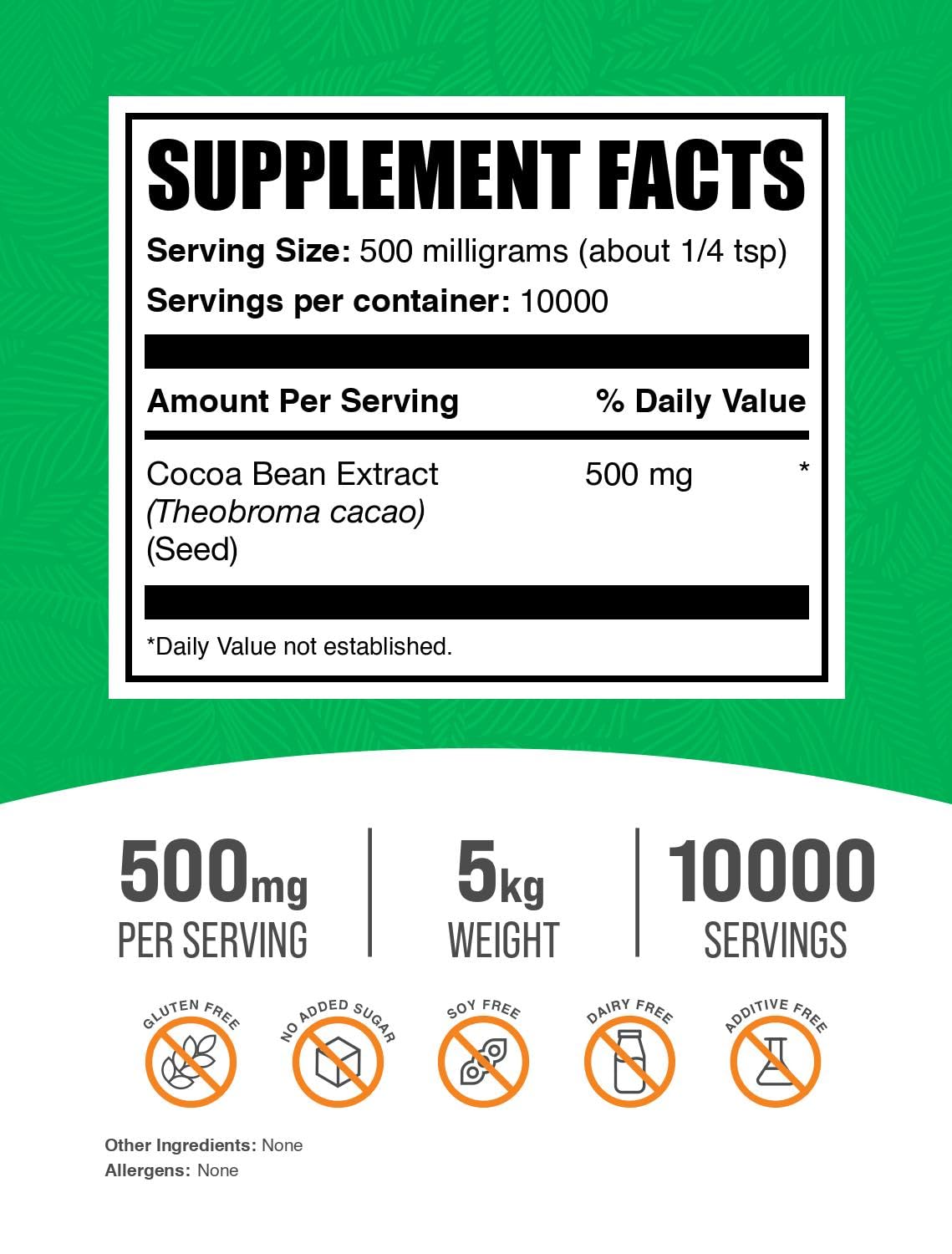 BulkSupplements Pure Cocoa Extract Powder - Sugar Free, High Polyphenols & Flavonoids for Circulation Support - 5kg (11 lbs) Bulk Size - Perfect for Baking, Smoothies & Healthy Recipes