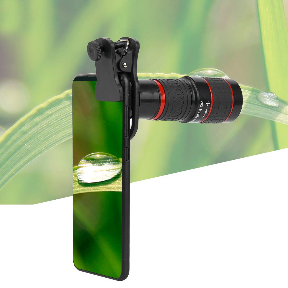 20X Clip-On Zoom Lens for iPhone 11 & Smartphones - Telephoto Attachment Lens with Long Focus for Mobile Photography, Vlogging & Travel - Compatible with Most Phones & Tablets (Black)