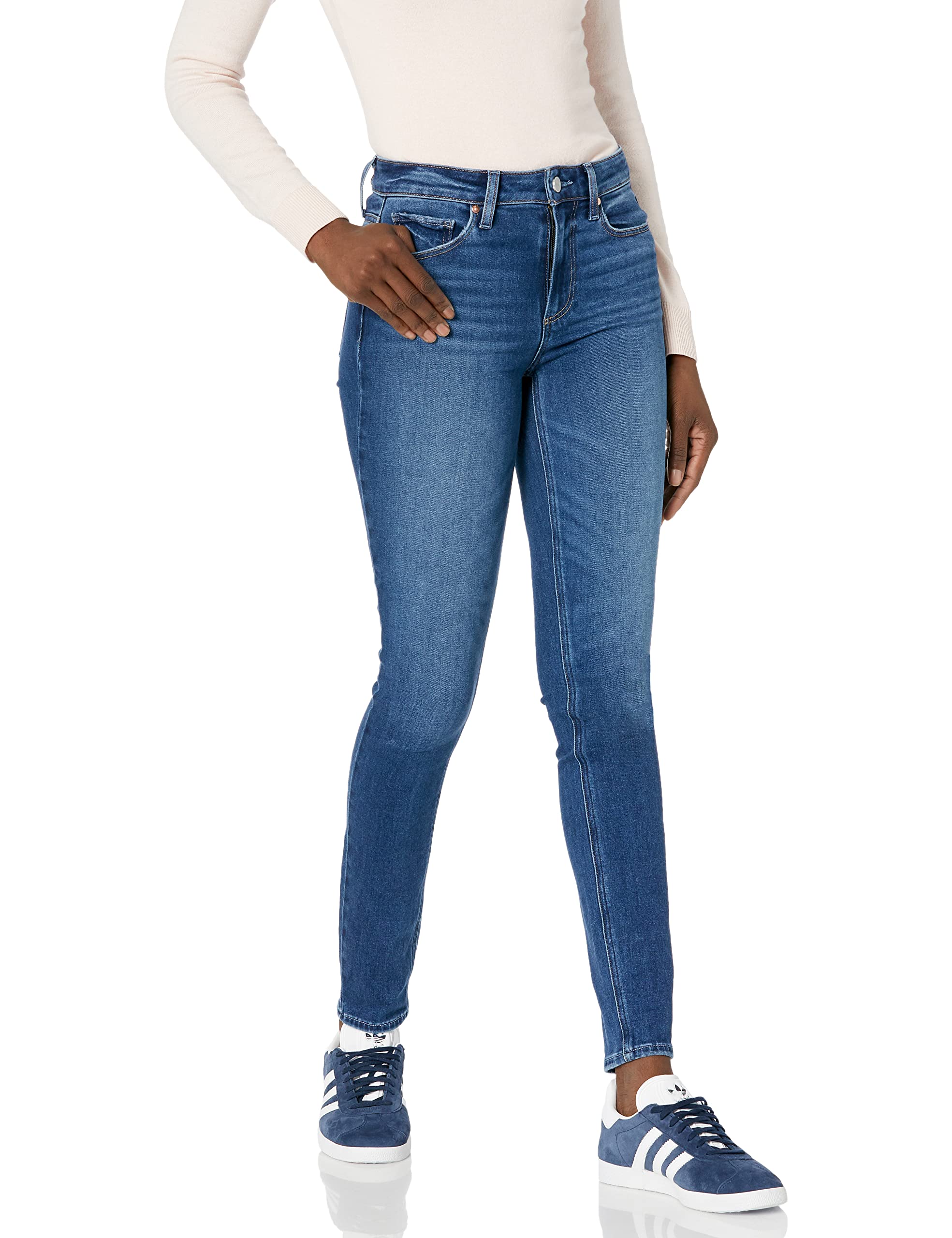 PAIGE Women's Hoxton Transcend Vintage High Rise Ultra Skinny Jeans - Distressed Denim Pants for Casual Outfits & Night Out Looks