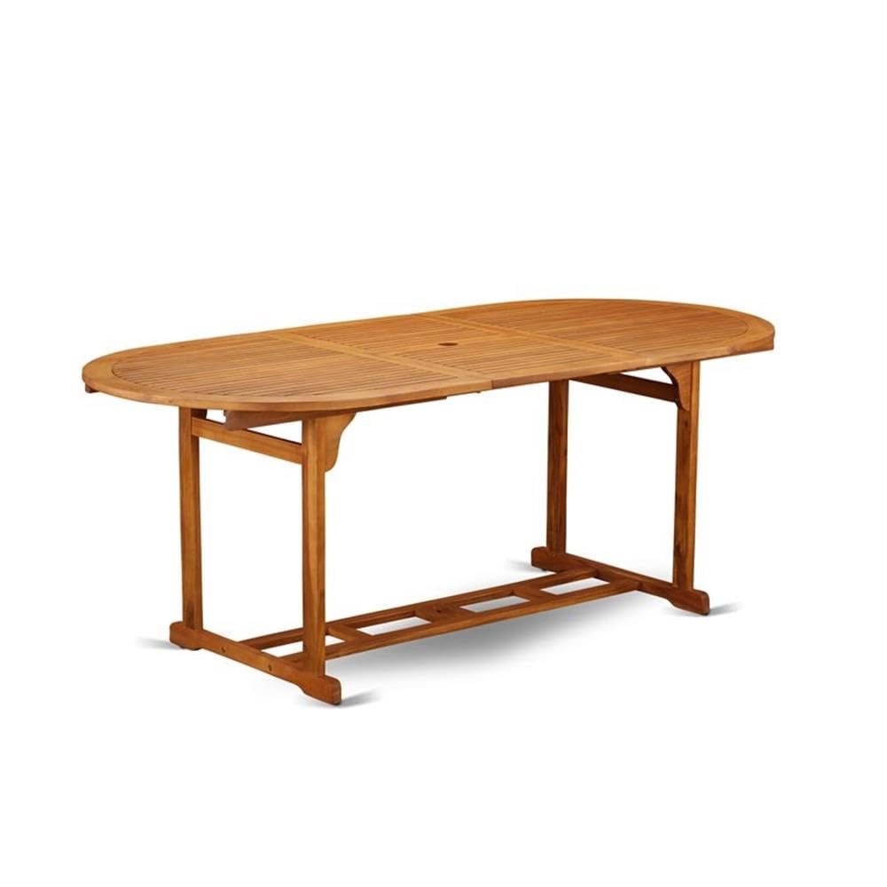 East West Furniture BSCN9NC5N 9-Piece Patio Bistro Dining Set - Oval Acacia Wood Outdoor Table & 8 Adjustable Folding Arm Chairs, 36x78 Inch, Natural Oil Finish - Perfect for Garden, Backyard, Restaurant & Cafe Outdoor Seating