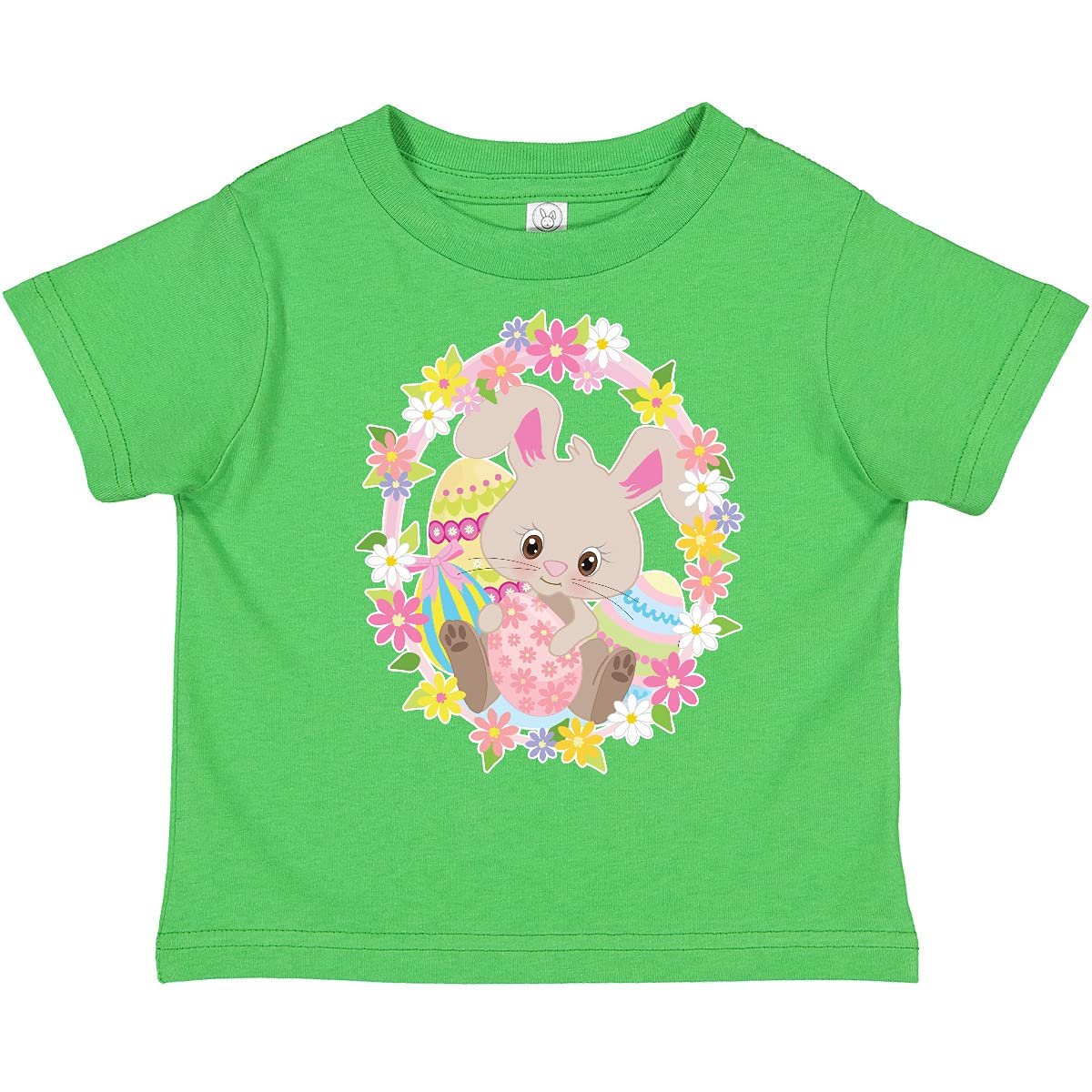 Easter Bunny with Flowers and Eggs Toddler T-Shirt - Cute Easter Outfit for Boys & Girls - Perfect for Easter Egg Hunts & Spring Celebrations