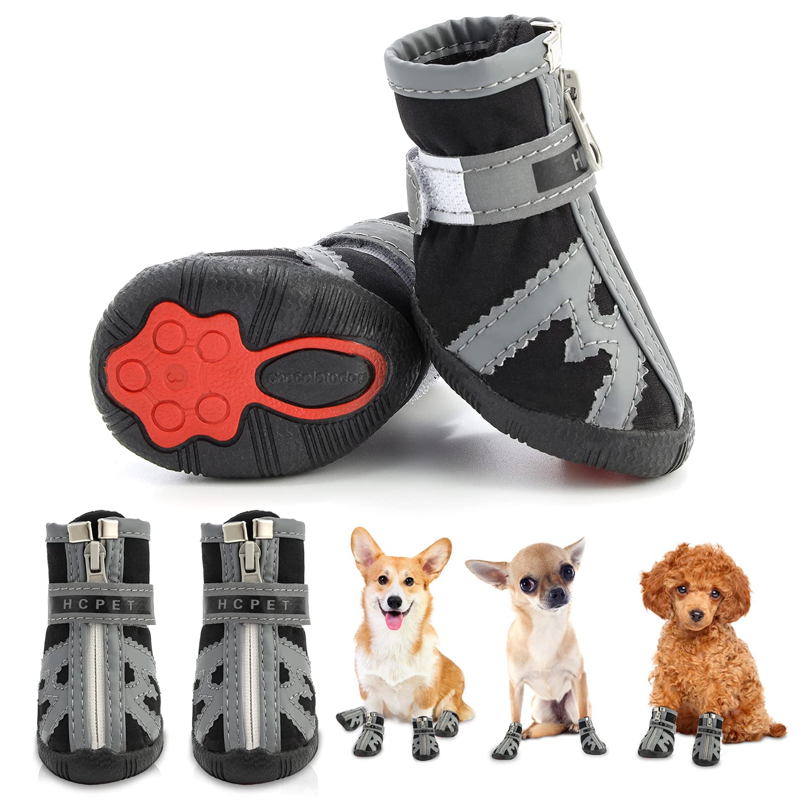 Breathable Dog Boots for Hot Pavement - Summer Dog Shoes for Small & Medium Dogs (4PCS Set) - Perfect for Hiking, Walking & Outdoor Adventures