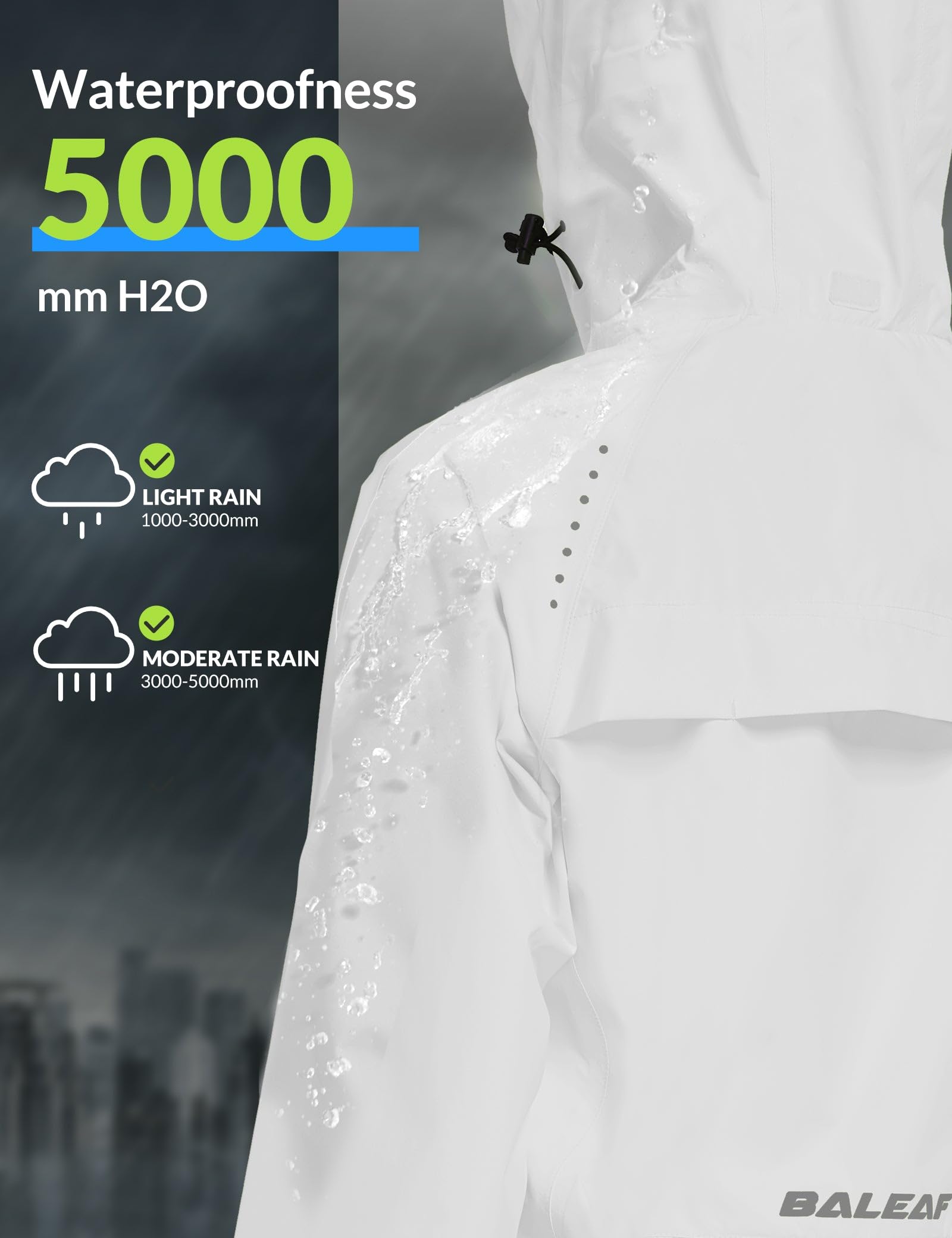 BALEAF Women's Waterproof Windbreaker Jacket - Lightweight Raincoat with Hood for Running, Cycling & Outdoor Activities | Reflective & Packable Design for Hiking, Commuting & Travel