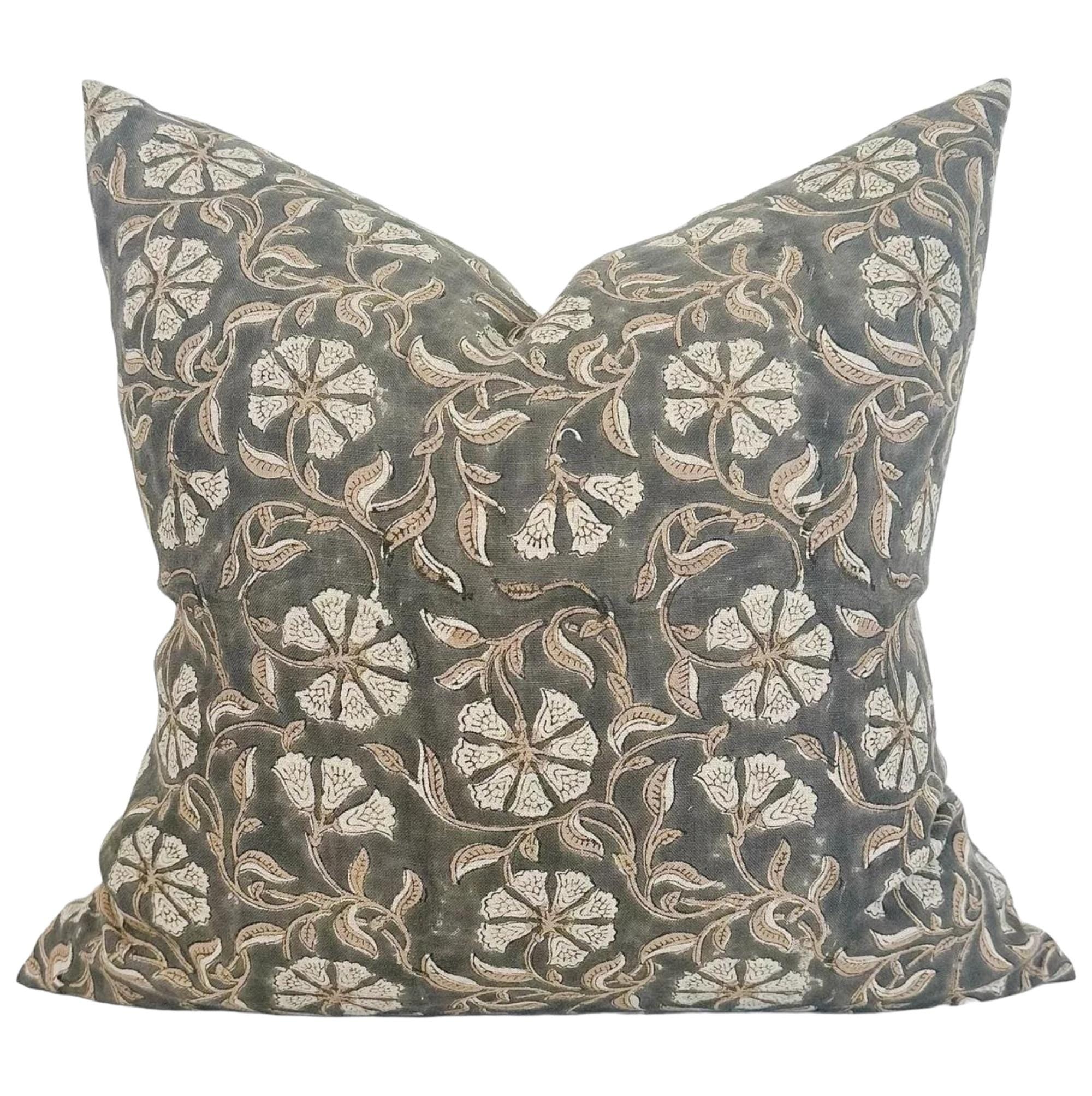 Stylish Arlington Block Print Pillow Cover - Handmade Cotton Decorative Cushion Case for Sofa, Bed, Living Room & Home Decor