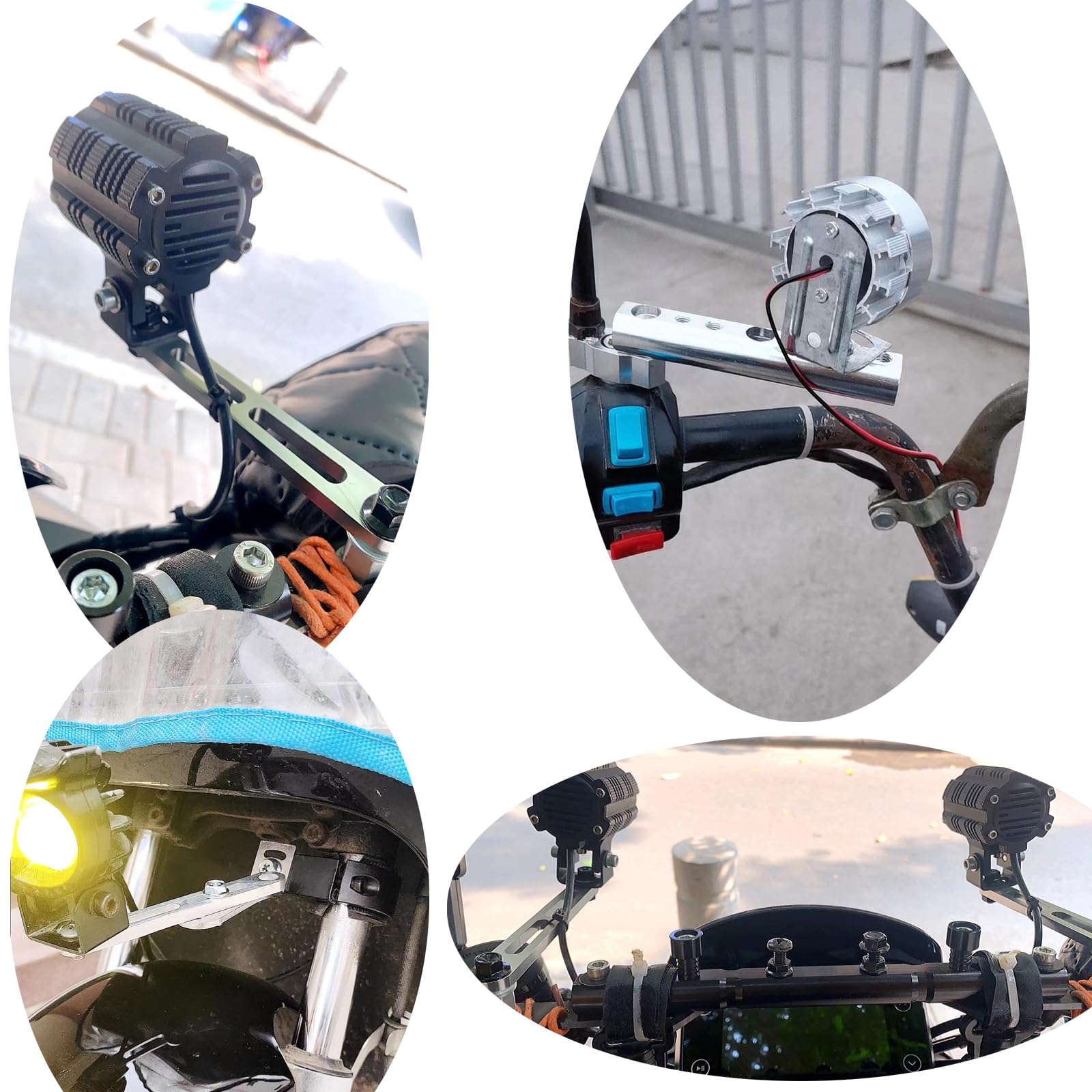 2 Pack Motorcycle LED Pod Mounting Bracket - Rear View Mirror Mount Holder Arm Extender for Fog Lights & Spotlights - Compatible with e-Bike, ATV, UTV & Motorbike - Perfect for Night Riding & Off-Road Adventures