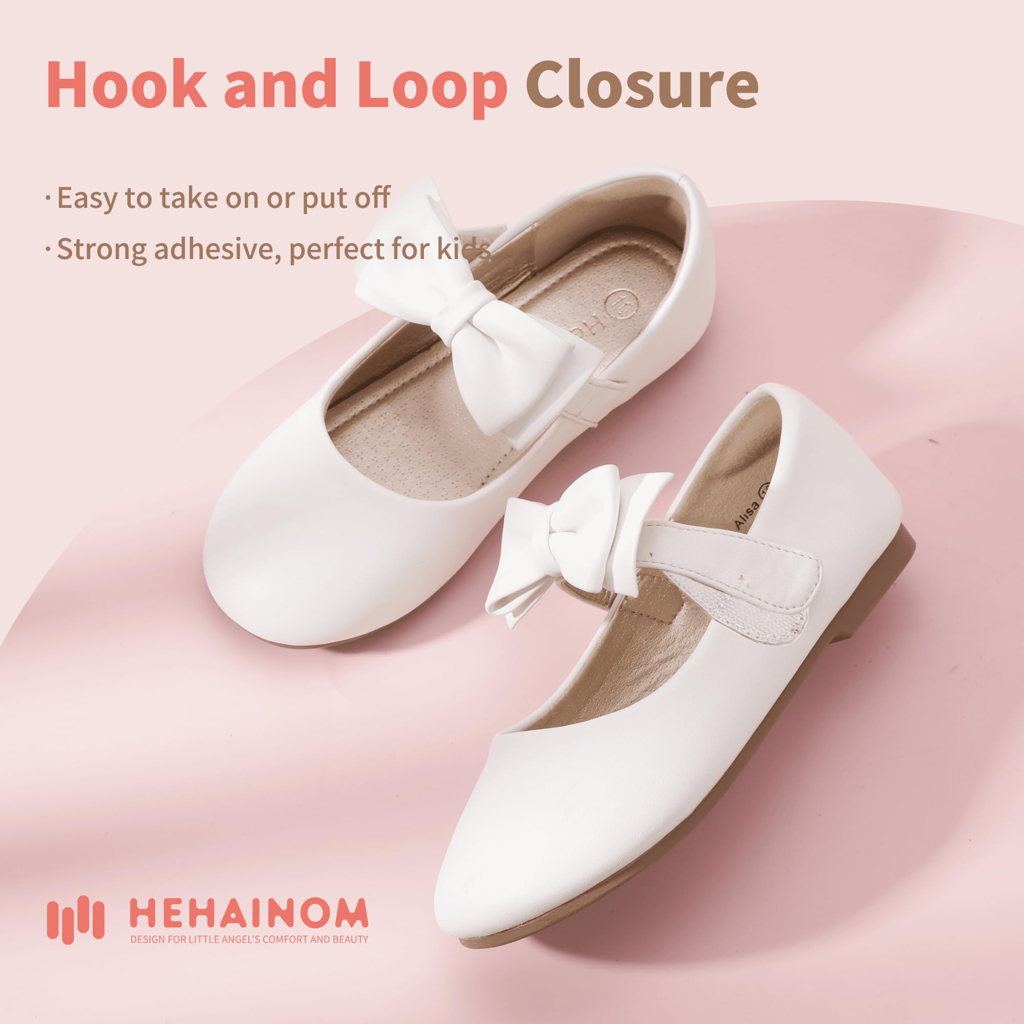 Hehainom Toddler Flower Girls Dress Shoes - Mary Jane Princess Ballet Flats with Bow & Pearls for Wedding, Party, School | Comfortable & Stylish for Special Occasions