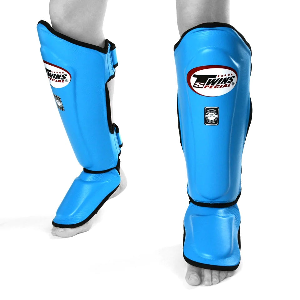 Twins SGL10 Double Padded Leather Shin Guards for Soccer, MMA & Martial Arts - Premium Protection for Training & Competition