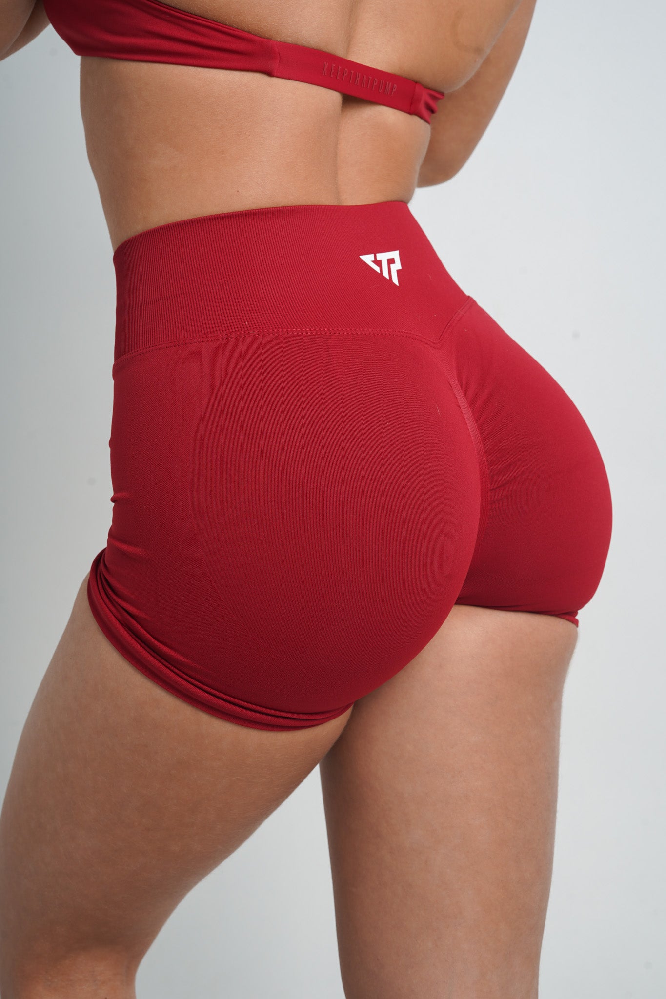 Core Scrunch Shorts for Women - High Waisted Dark Red Workout Shorts | Yoga, Running, Gym & Lounge Wear
