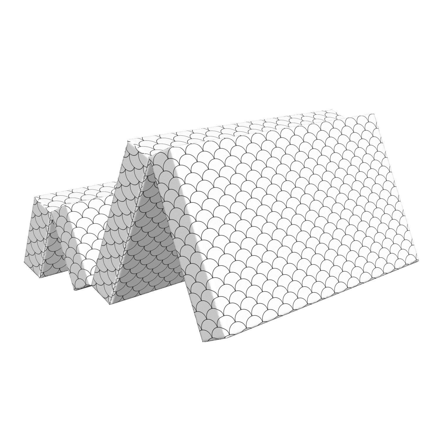 Ambesonne Geometric Foldable Mattress - Oriental Waves Sketch Design - 78.7