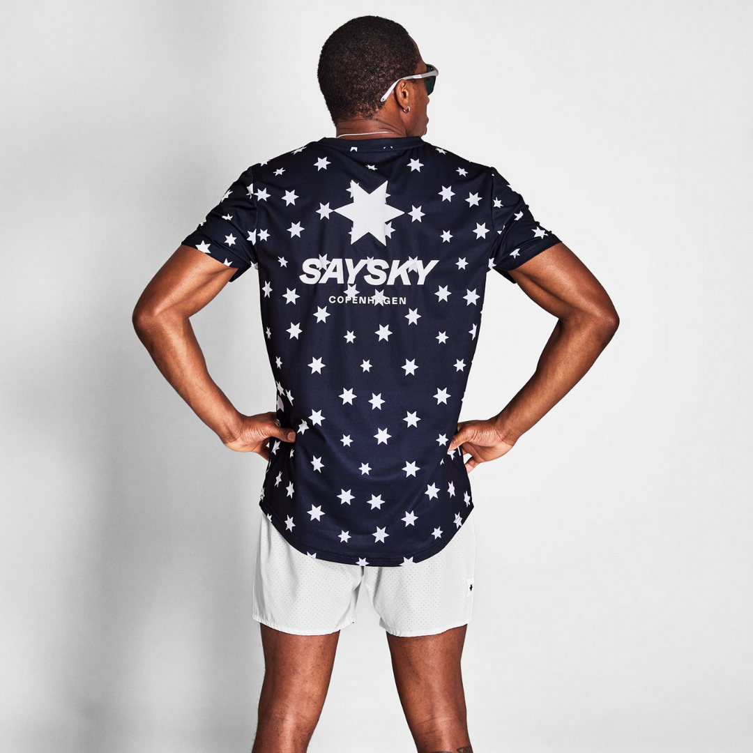 SAYSKY Men's Star Combat Graphic T-Shirt - Casual Short Sleeve Tee for Streetwear, Gym & Everyday Wear
