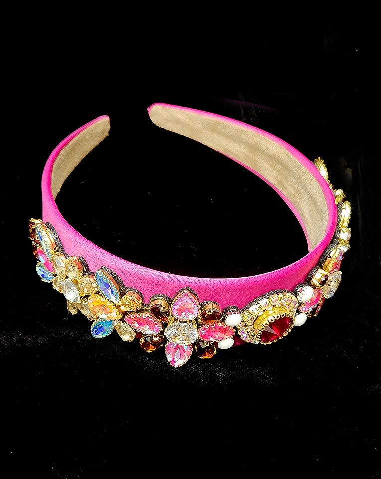 Elegant Race Day Fascinators & Fashion Jeweled Headbands - Hot Pink by Yasmine at Kezani | Perfect for Weddings, Horse Races & Special Occasions