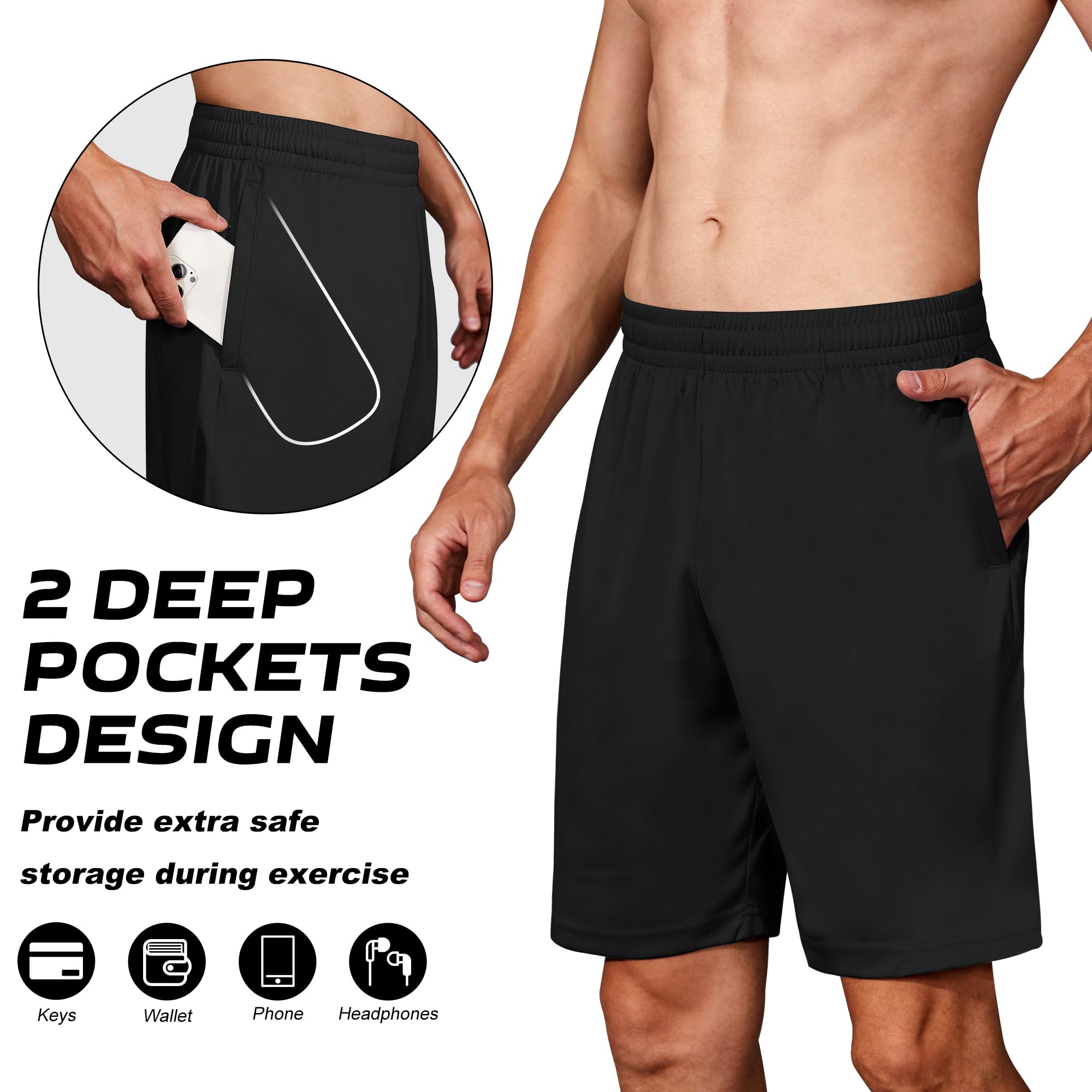 BALENNZ Men's Basketball Shorts - Quick Dry Gym Workout Running Shorts with Pockets - Athletic Performance Shorts for Training, Sports & Casual Wear