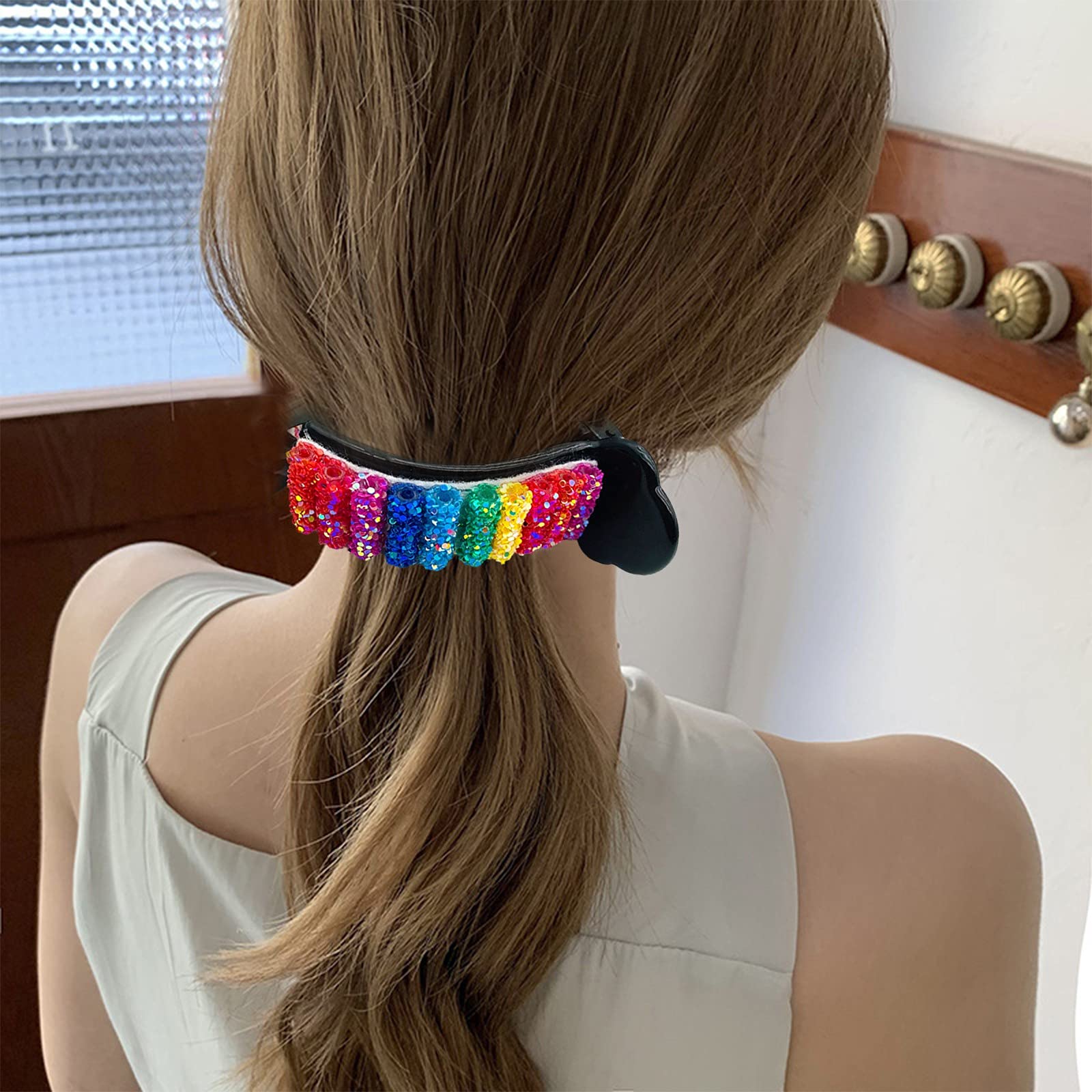 Fashion Rainbow Hair Clips for Women & Girls - 12pc Toothed Hairpin Set | Cute Hair Accessories for Party, Birthday, Wedding & Everyday Use