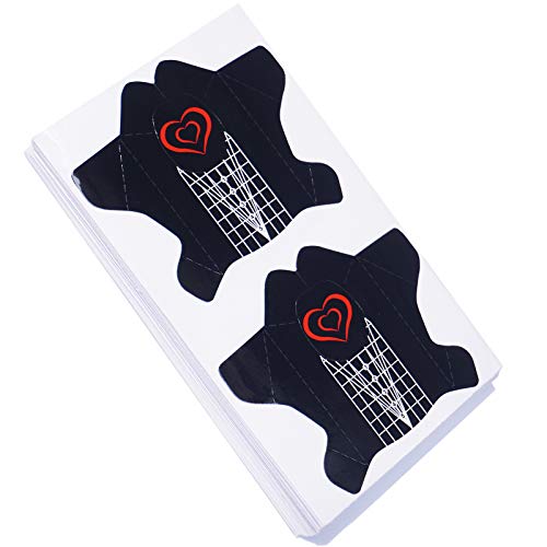 100 Pcs Self-Adhesive Nail Forms for Polygel & Acrylic Nails Extension - Reusable Nail Tips Guide & Gel Nail Stickers - Professional Salon Nail Art Equipment for Beginners & DIY Manicure at Home | Perfect for Nail Extensions, French Tips & Heart-Shaped Designs