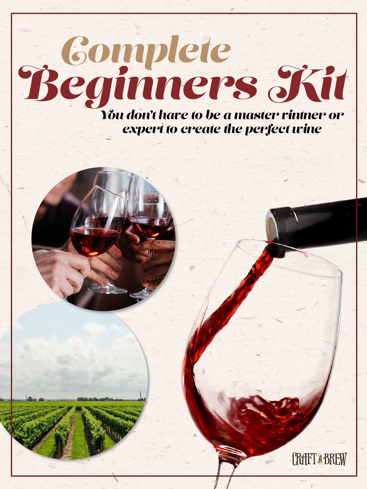 Craft A Brew Home Wine Making Kit – Complete 1 Gallon Cabernet Sauvignon Starter Set with Ingredients & Supplies – Perfect for Beginners – Ultimate DIY Winemaking Experience for Gifts, Parties & Home Brewing Enthusiasts