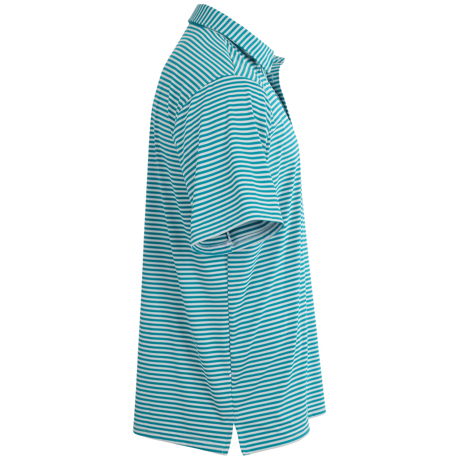 Premium Men's First Class Polo Shirt - Lagoon Blue & White Stripe Design - Breathable & Comfortable for Golf, Business & Casual Wear