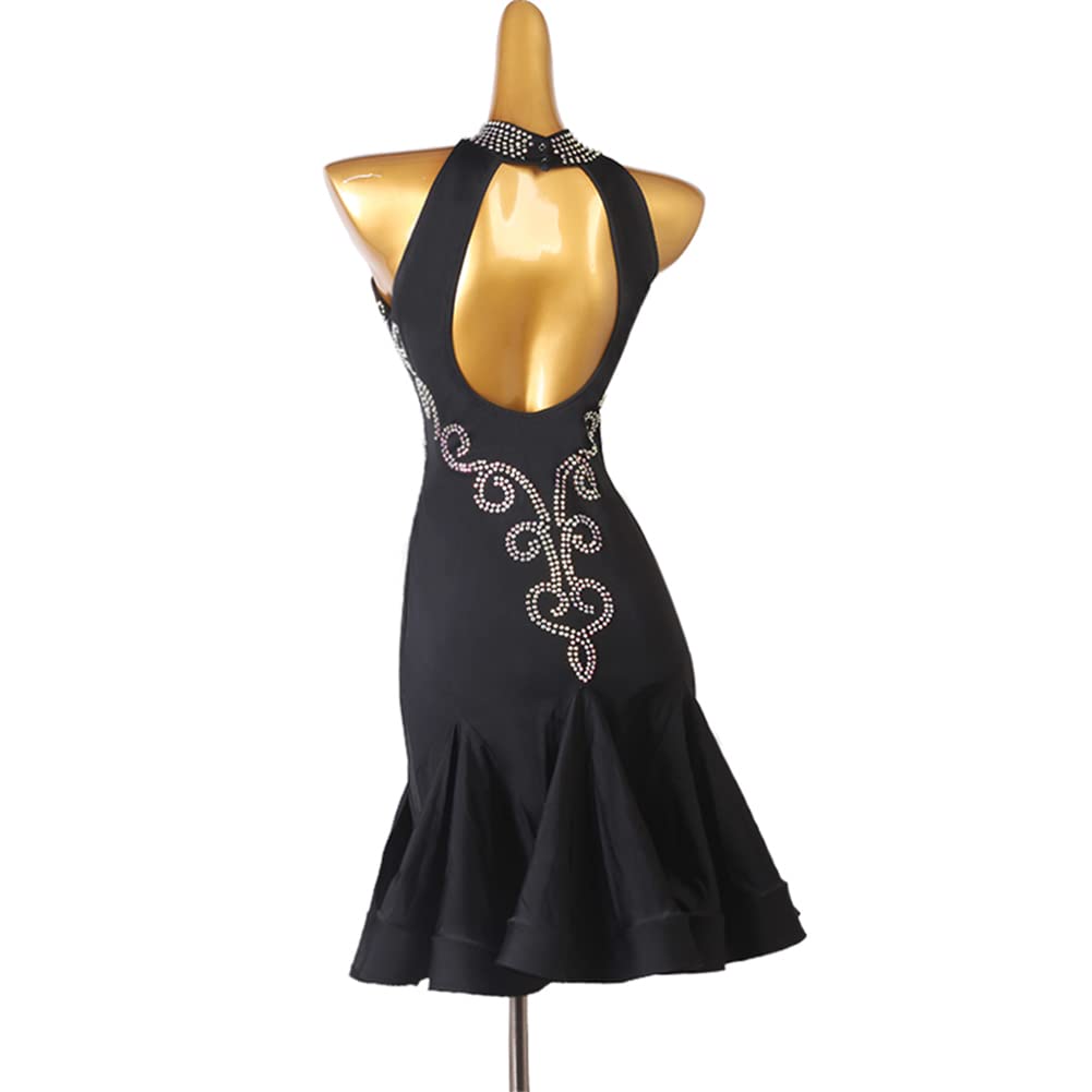 Sparkling Rhinestone Latin Dance Dress for Salsa, Tango, Cha Cha - Elegant Ballroom Competition Outfit - Perfect for Performances, Shows & Dance Events