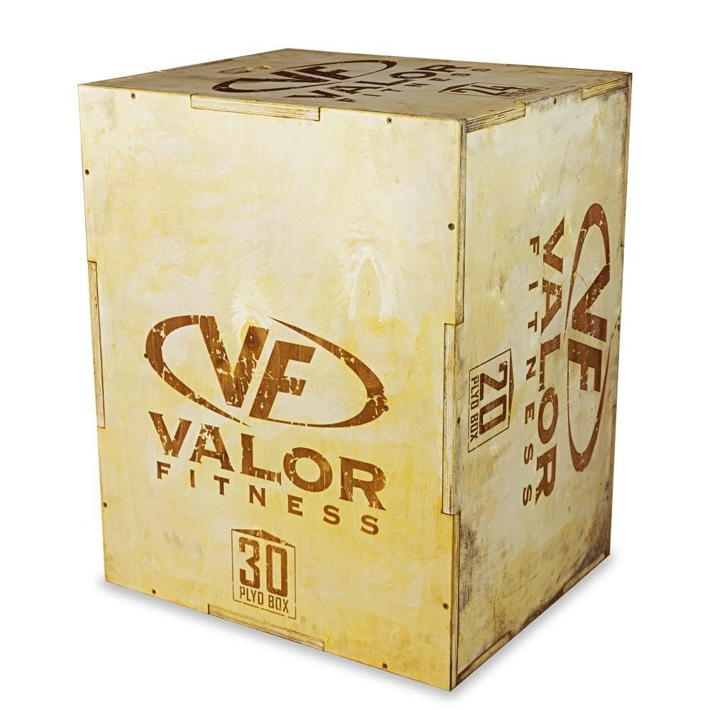 Valor Fitness Wooden Plyo Box - 3-Sided Plyometric Jump Box for CrossFit, Strength & Conditioning Training (20” x 24” x 30” & 18” x 20” x 24”) - Perfect for Home Gym, HIIT Workouts & Box Jump Exercises